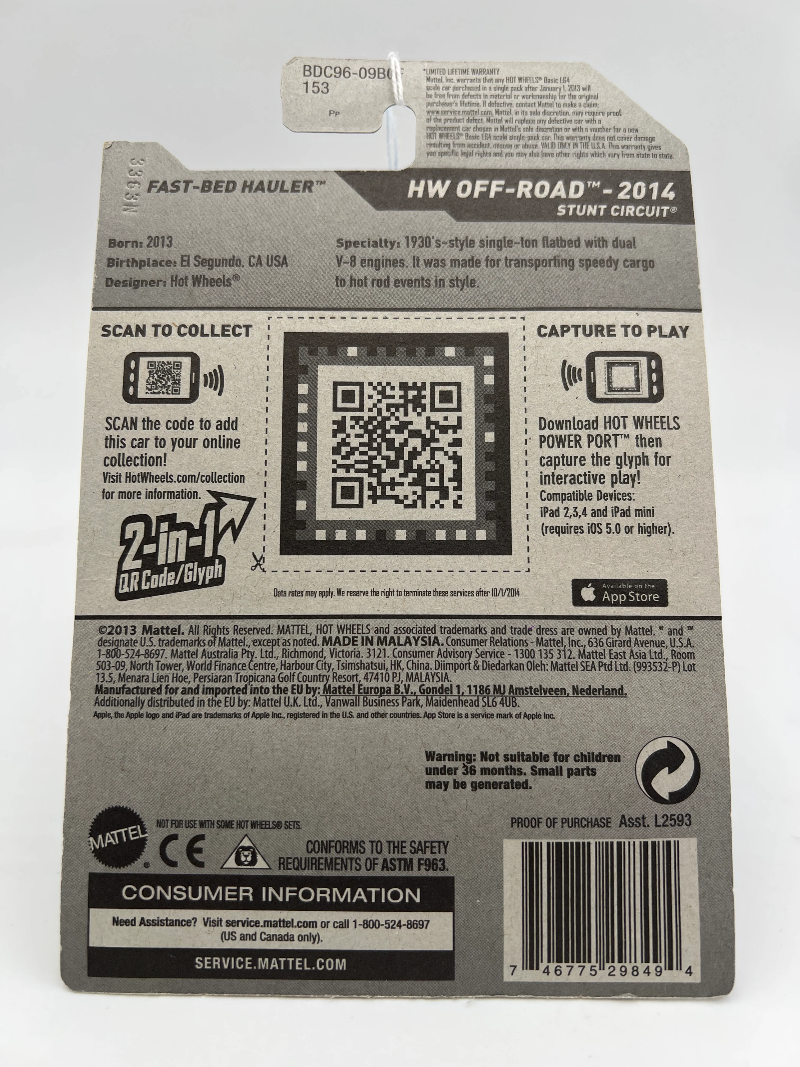 2014 Hot Wheels Off-Road #105 Fast-Bed Hauler Blue 54H - Image 7