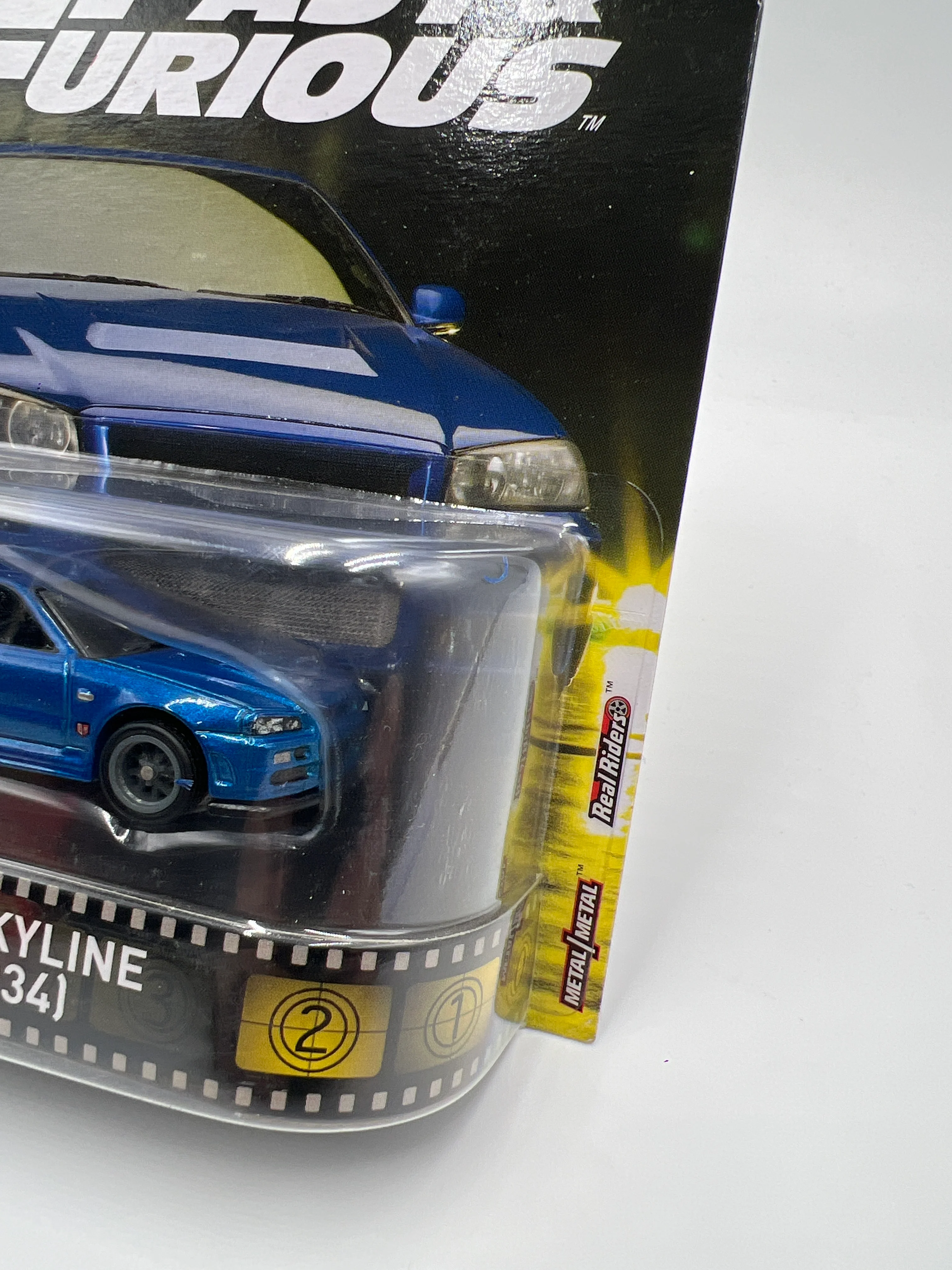 Hot Wheels Retro Entertainment Fast & Furious Nissan Skyline GT-R R34 Blue W/Protector - Image 4