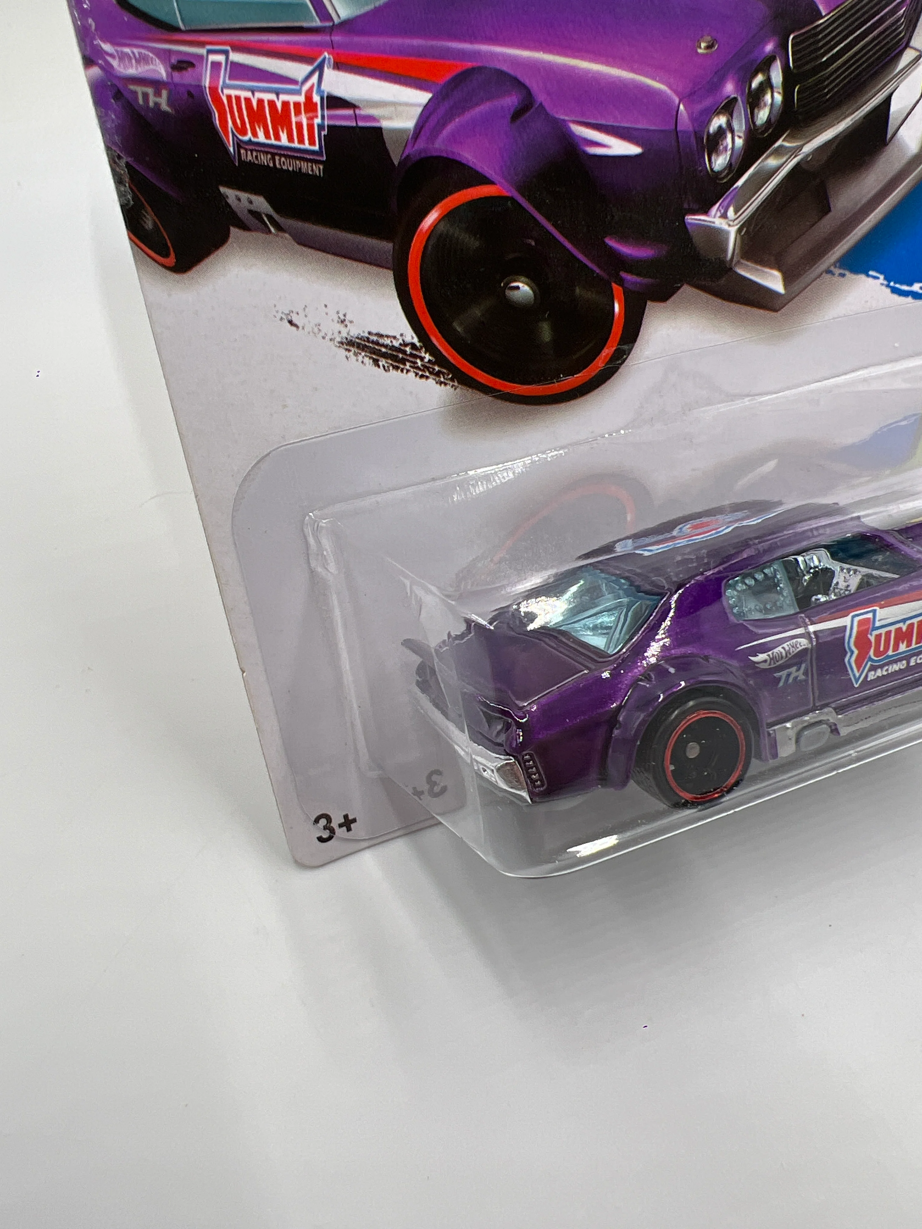 2014 Hot Wheels Super Treasure Hunt #243 70 Chevy Chevelle Purple Summit W/Protector Bad Card - Image 4