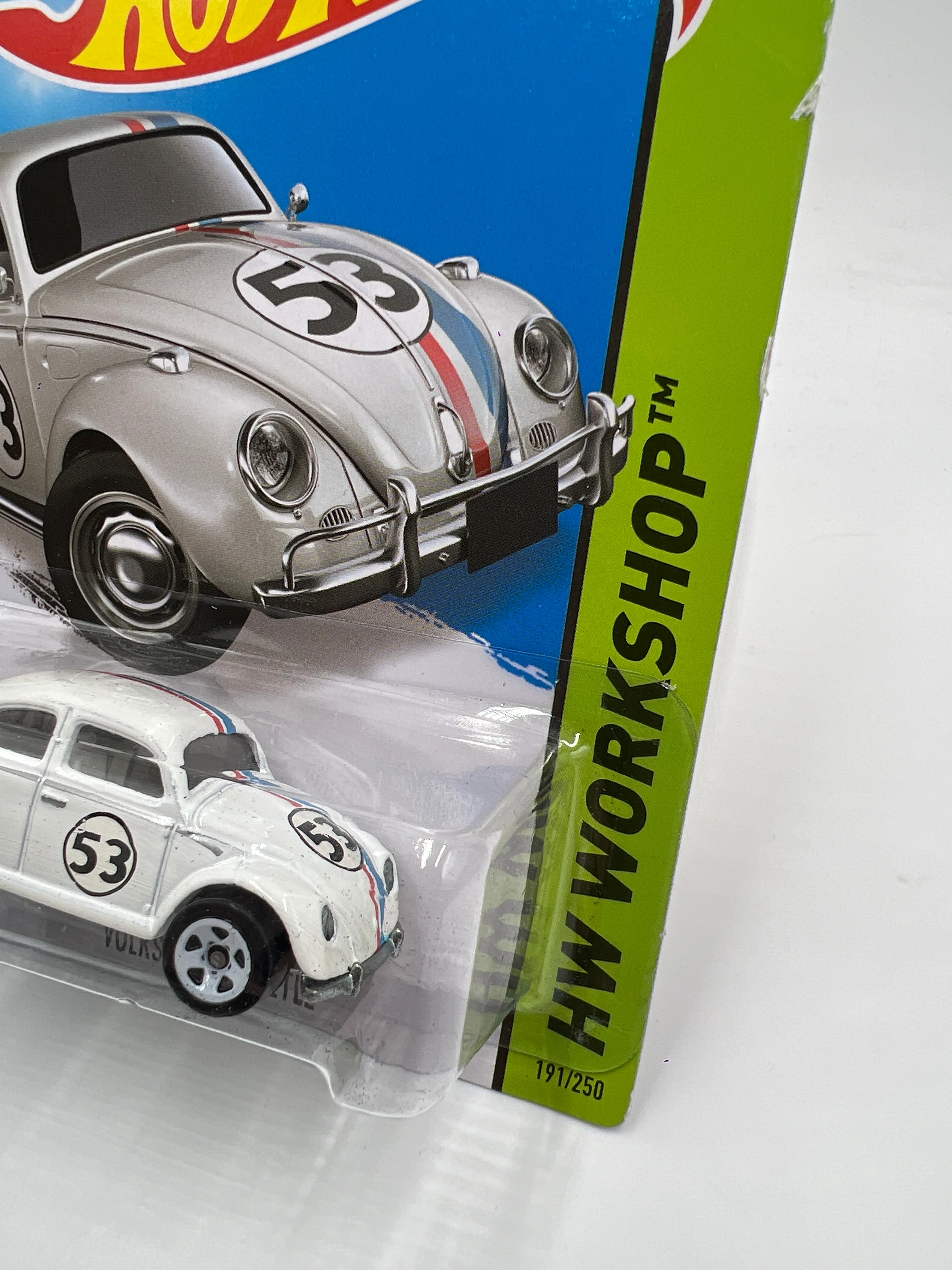 2014 Hot Wheels Workshop #191 Volkswagen Beetle The Love Bug White 117A - Image 4