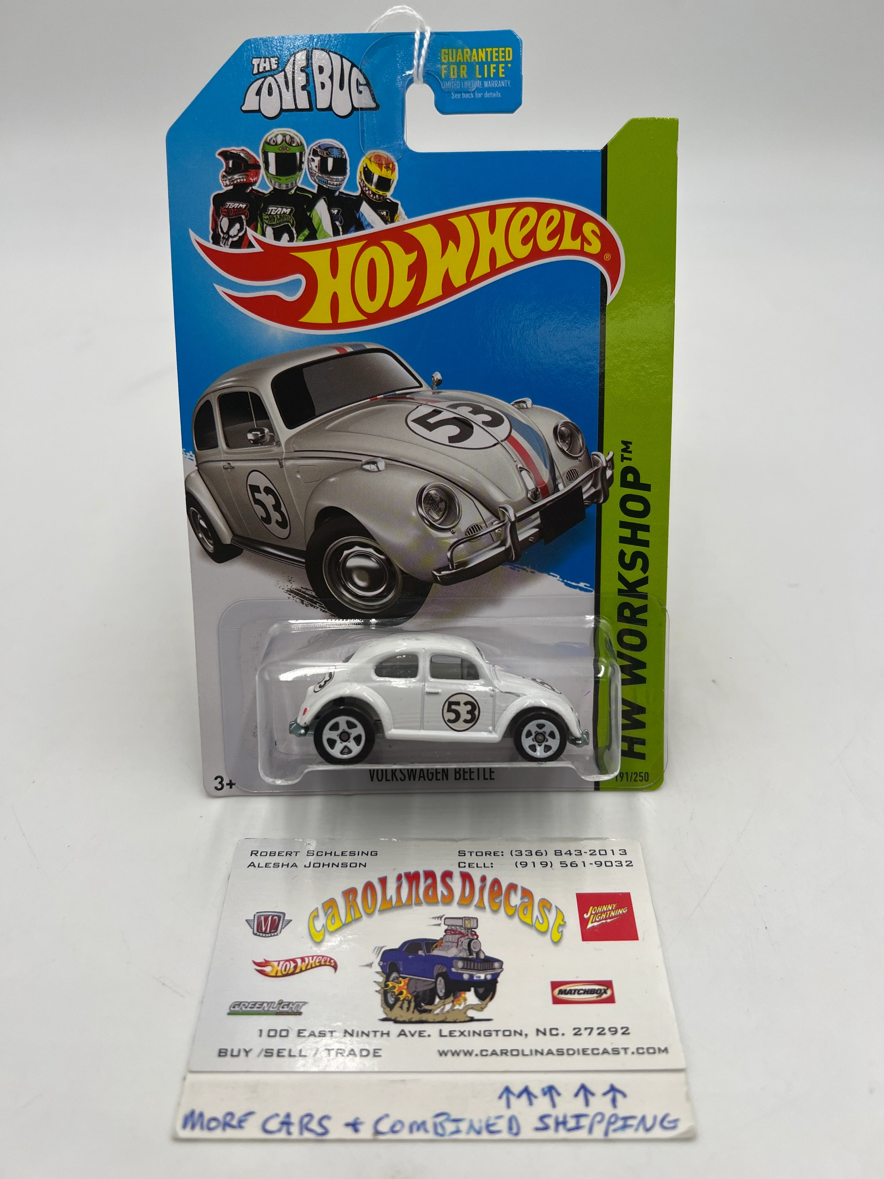 2014 Hot Wheels Workshop #191 Volkswagen Beetle The Love Bug White