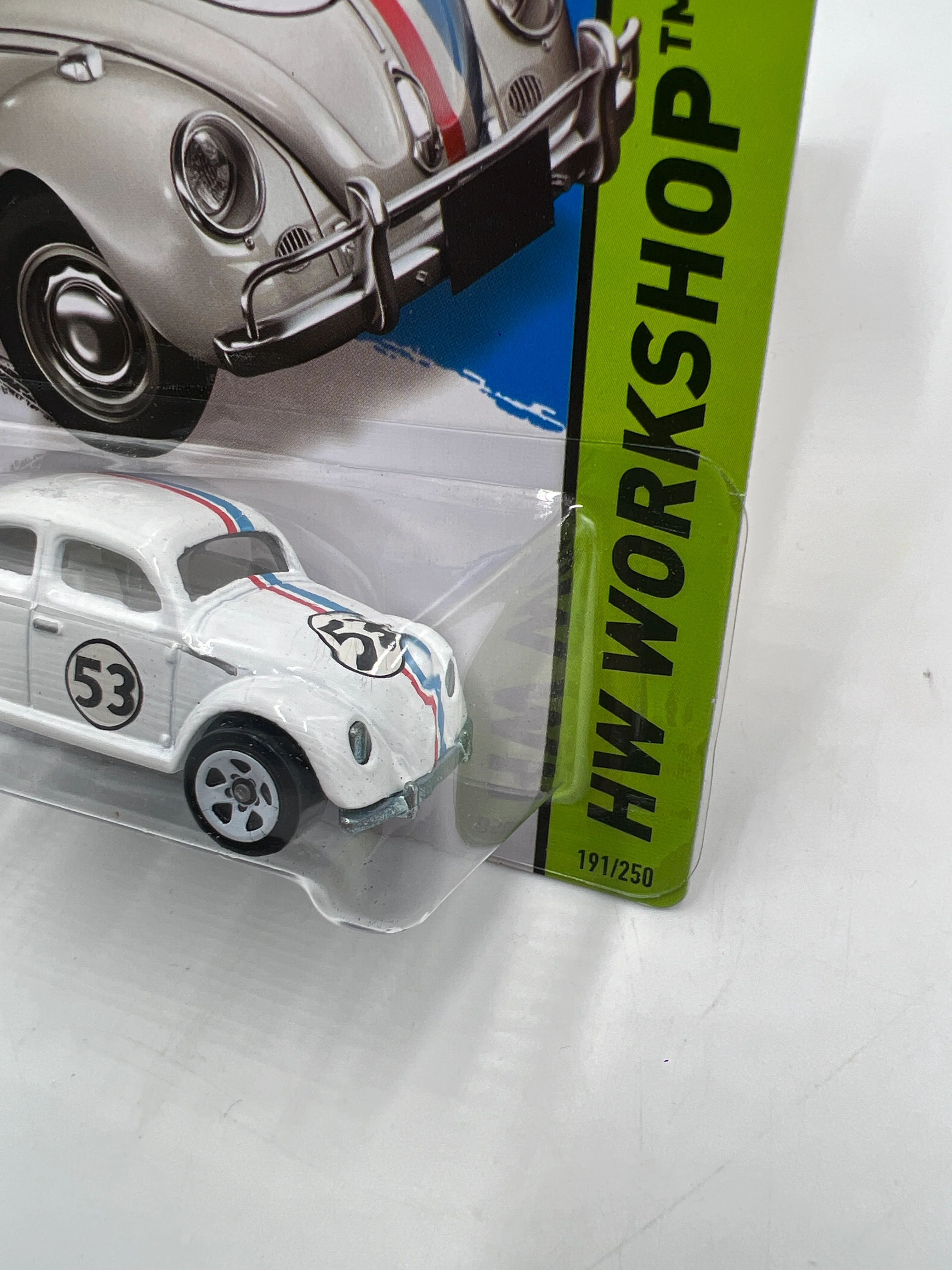 2014 Hot Wheels Workshop #191 Volkswagen Beetle The Love Bug White - Image 4