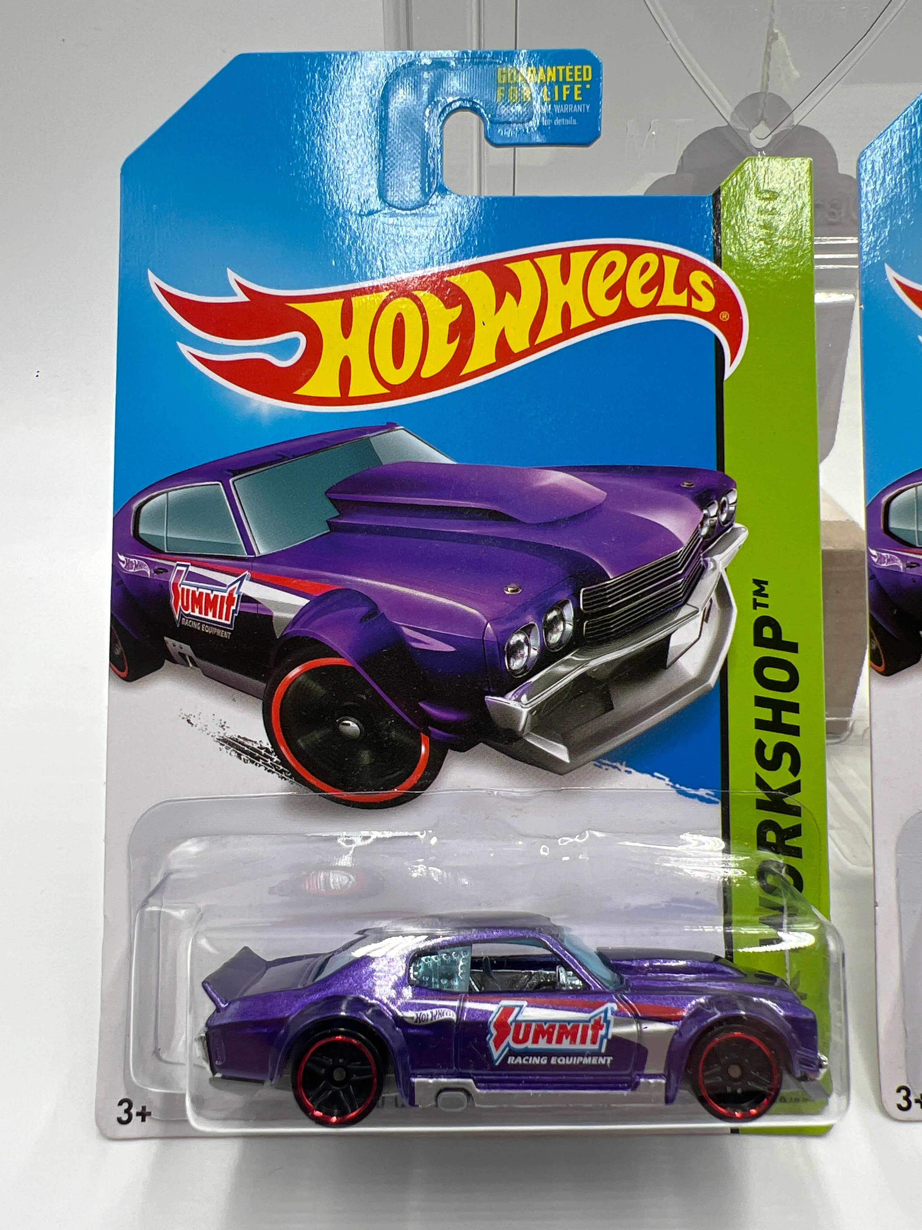 2014 Hot Wheels Workshop #243 70 Chevy Chevelle Purple Summit 2 Pack MC5/PR5 Wheel Variations W/Protector - Image 2