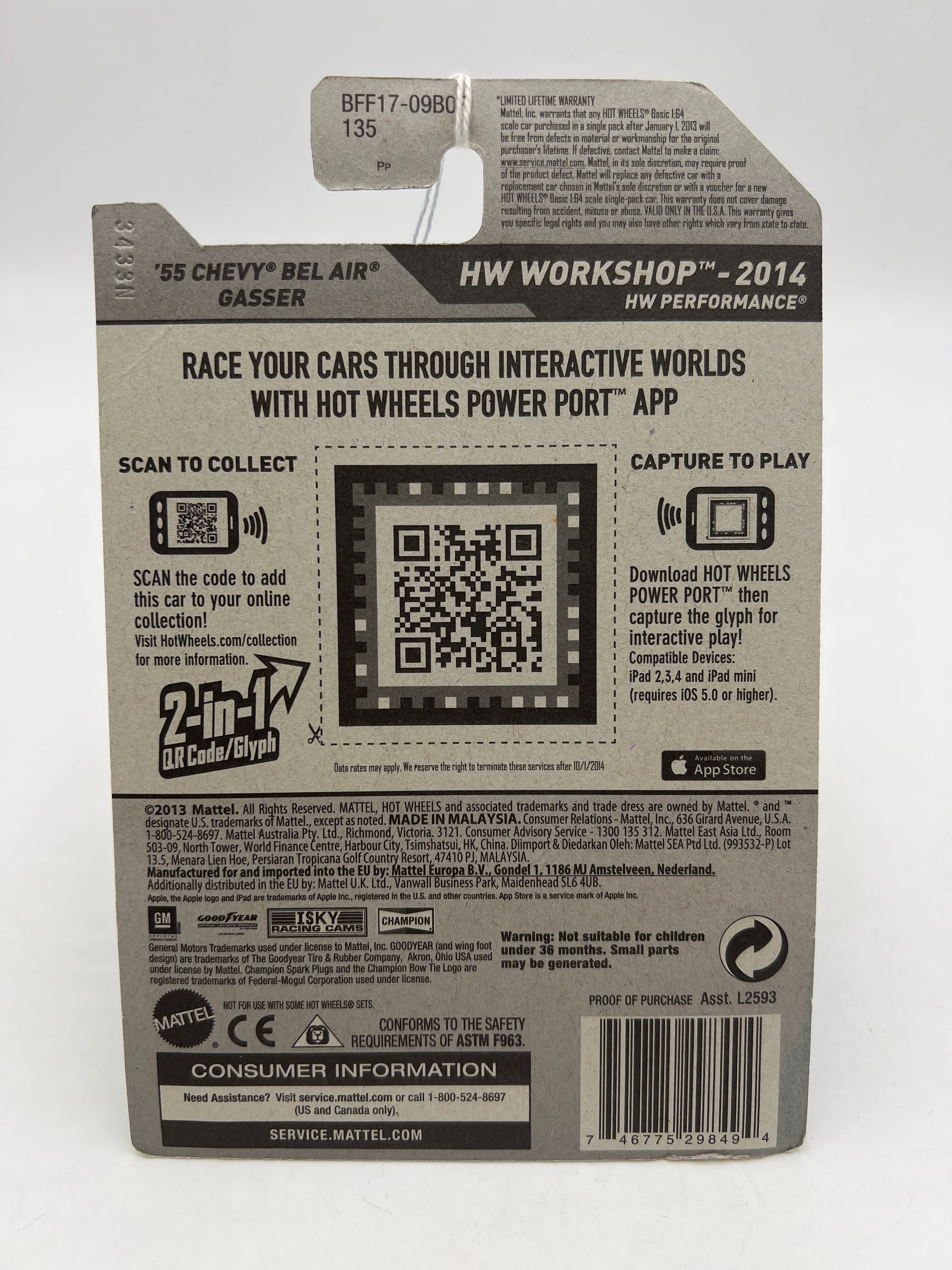 2014 Hot Wheels Workshop #241 55 Chevy Bel Air Gasser Blue 9A - Image 5
