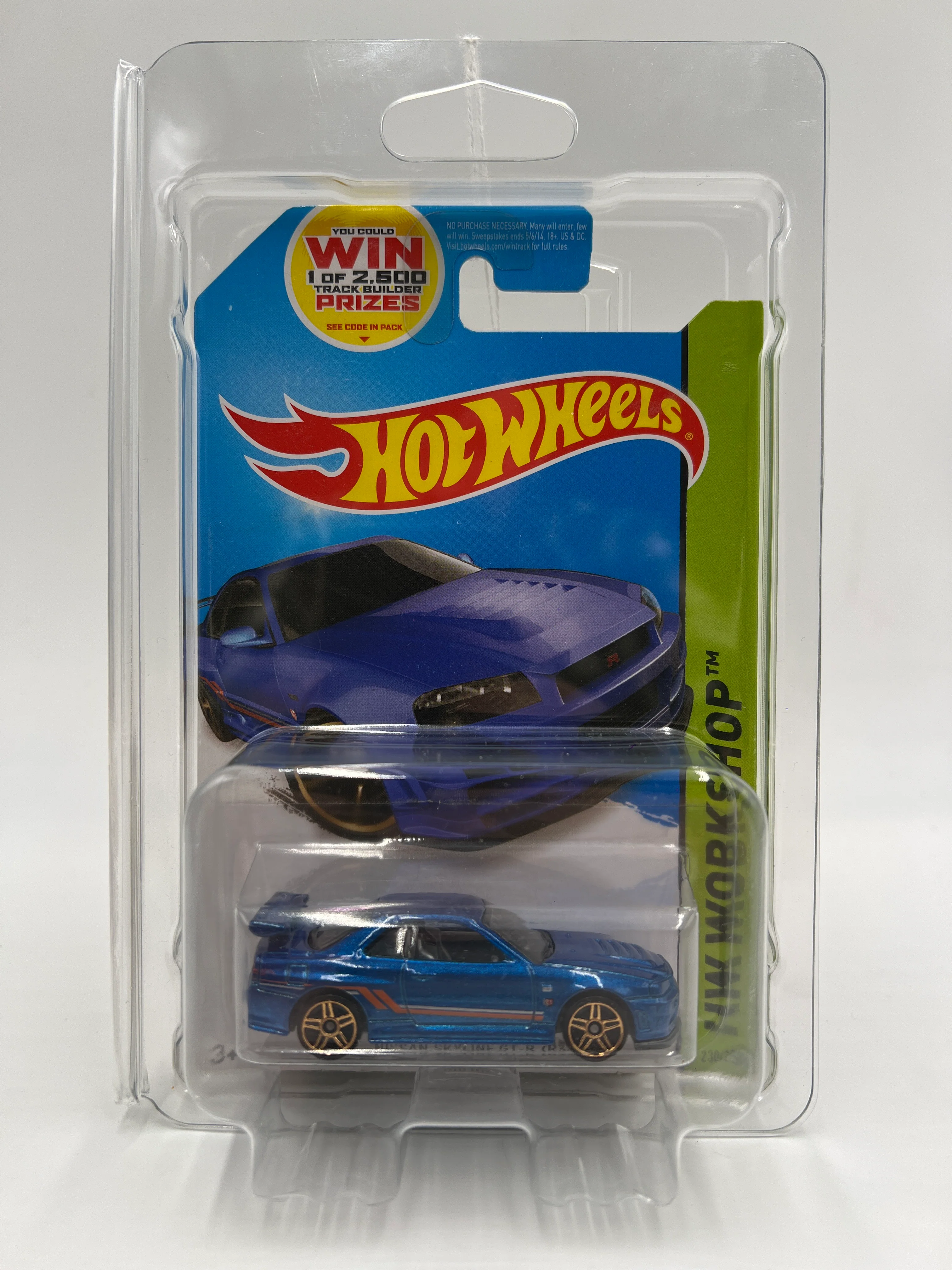 2014 Hot Wheels Workshop #230 Nissan Skyline GT-R R34 Blue W/Protector - Image 7