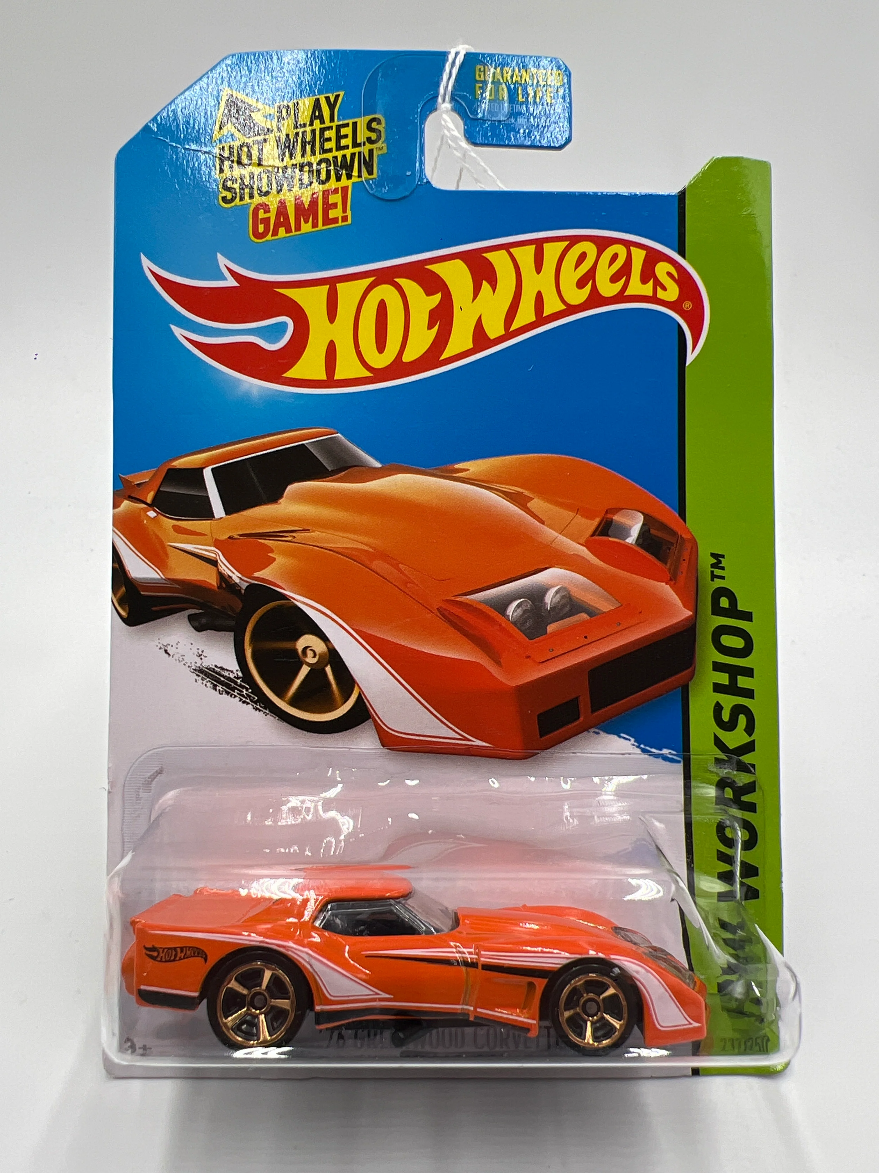 2014 Hot Wheels Workshop #237 76 Greenwood Corvette Orange (Card Not Perfect) 14G - Image 2