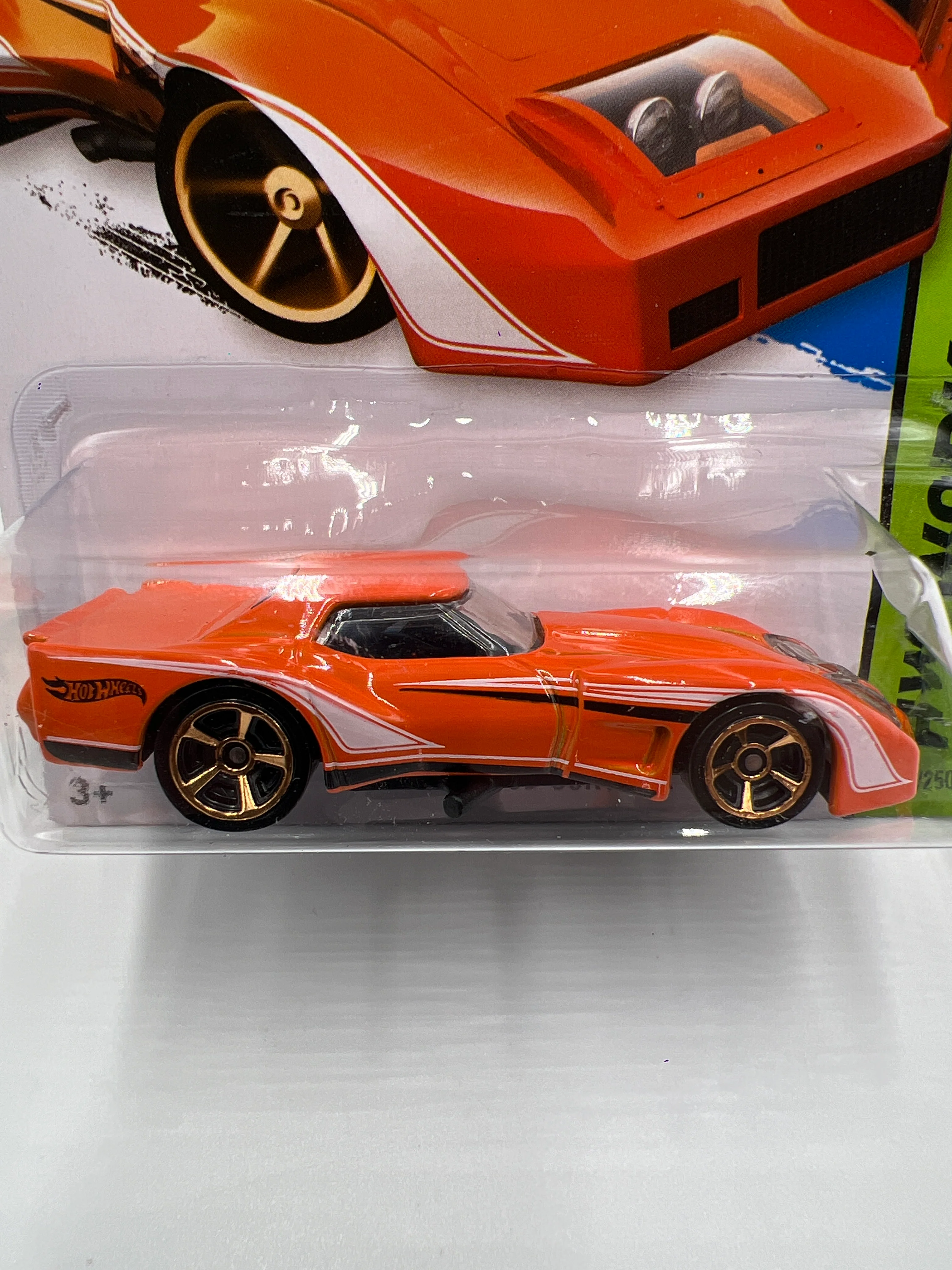 2014 Hot Wheels Workshop #237 76 Greenwood Corvette Orange (Card Not Perfect) 14G - Image 3