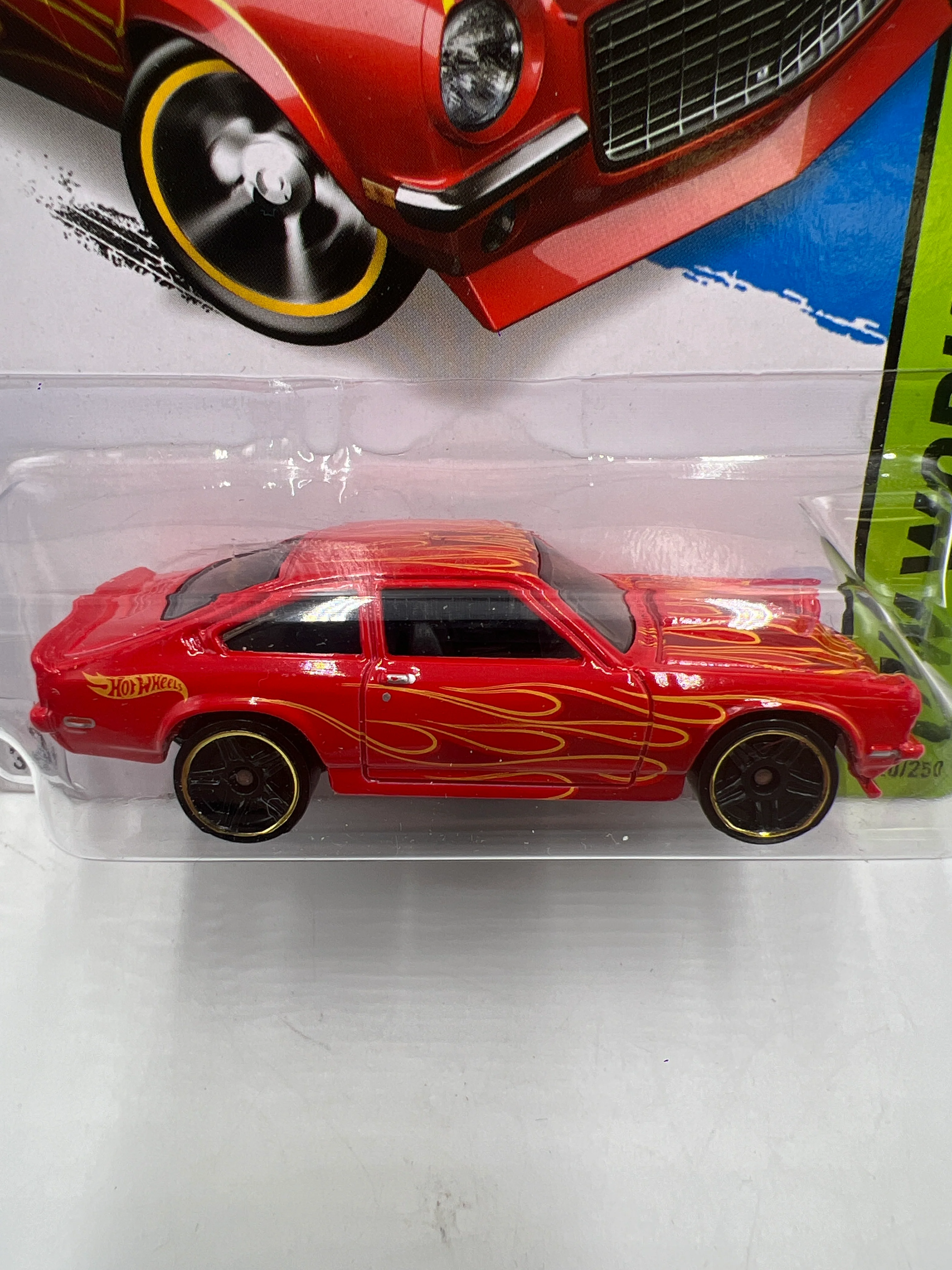 2014 Hot Wheels Workshop #220 Custom V8 Vega Red Vein Top Back 6H - Image 3