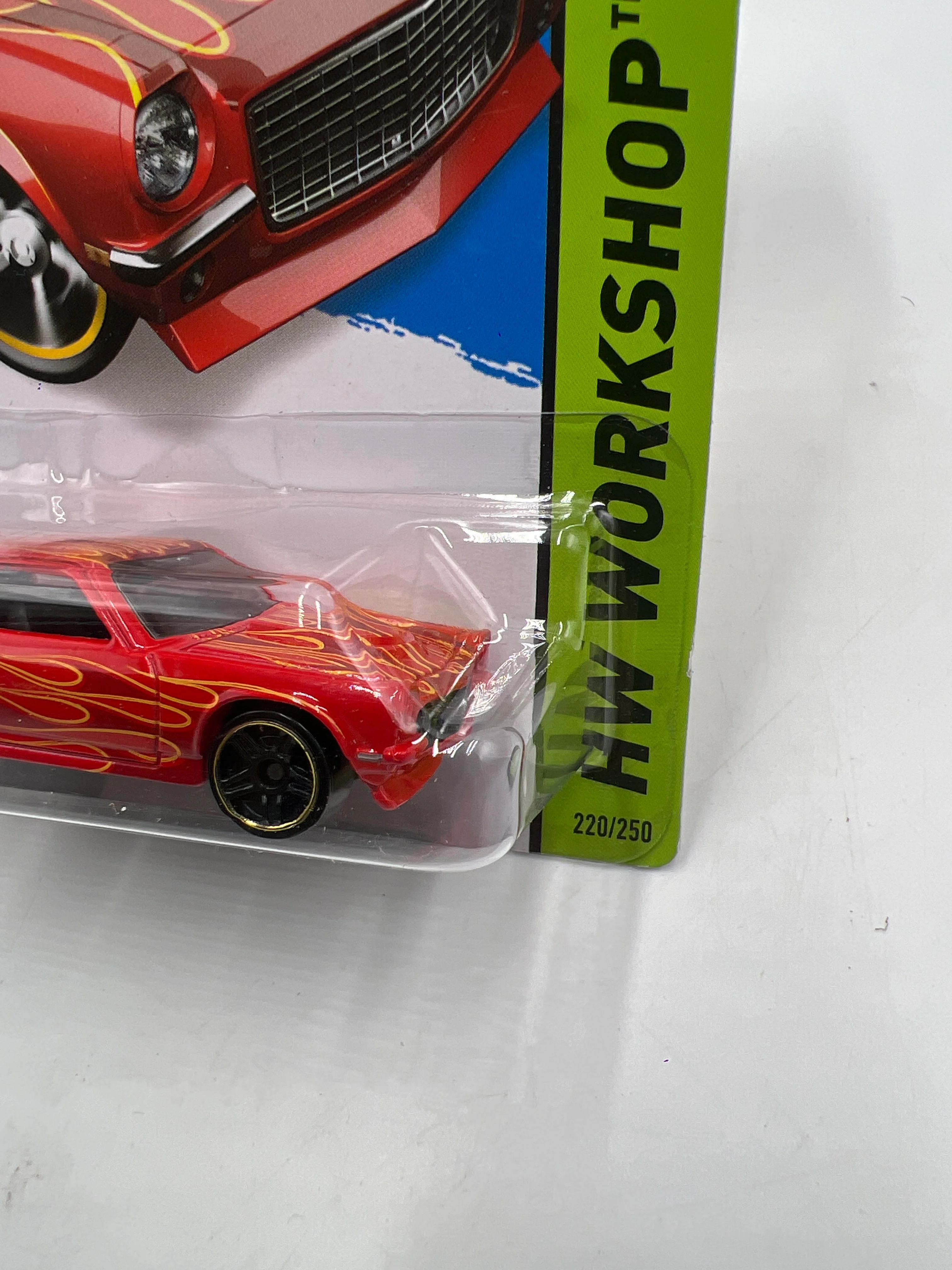 2014 Hot Wheels Workshop #220 Custom V8 Vega Red Vein Top Back 6H - Image 4