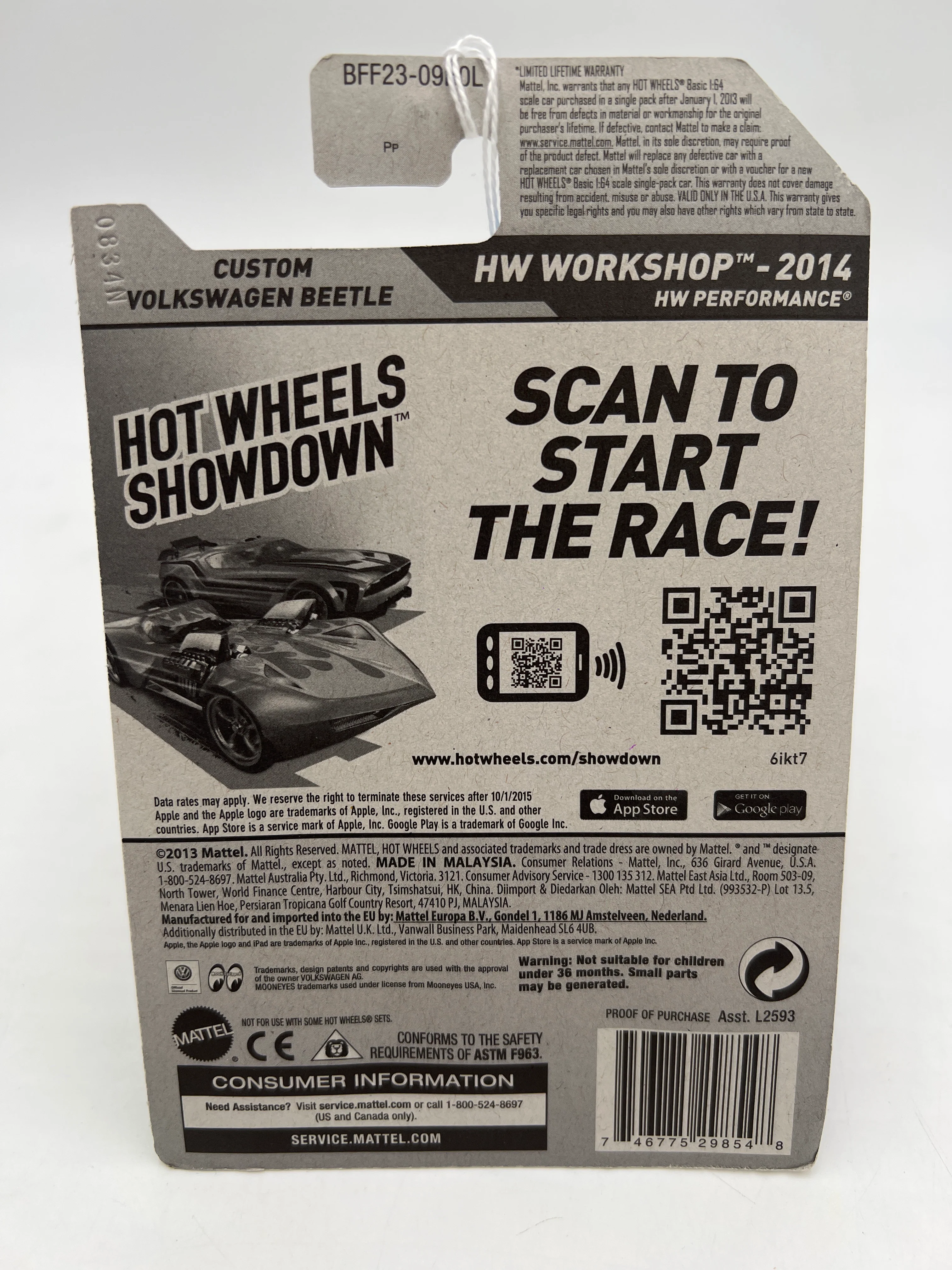 2014 Hot Wheels Workshop #247 Custom Volkswagen Beetle Yellow Mooneyes 98A - Image 5