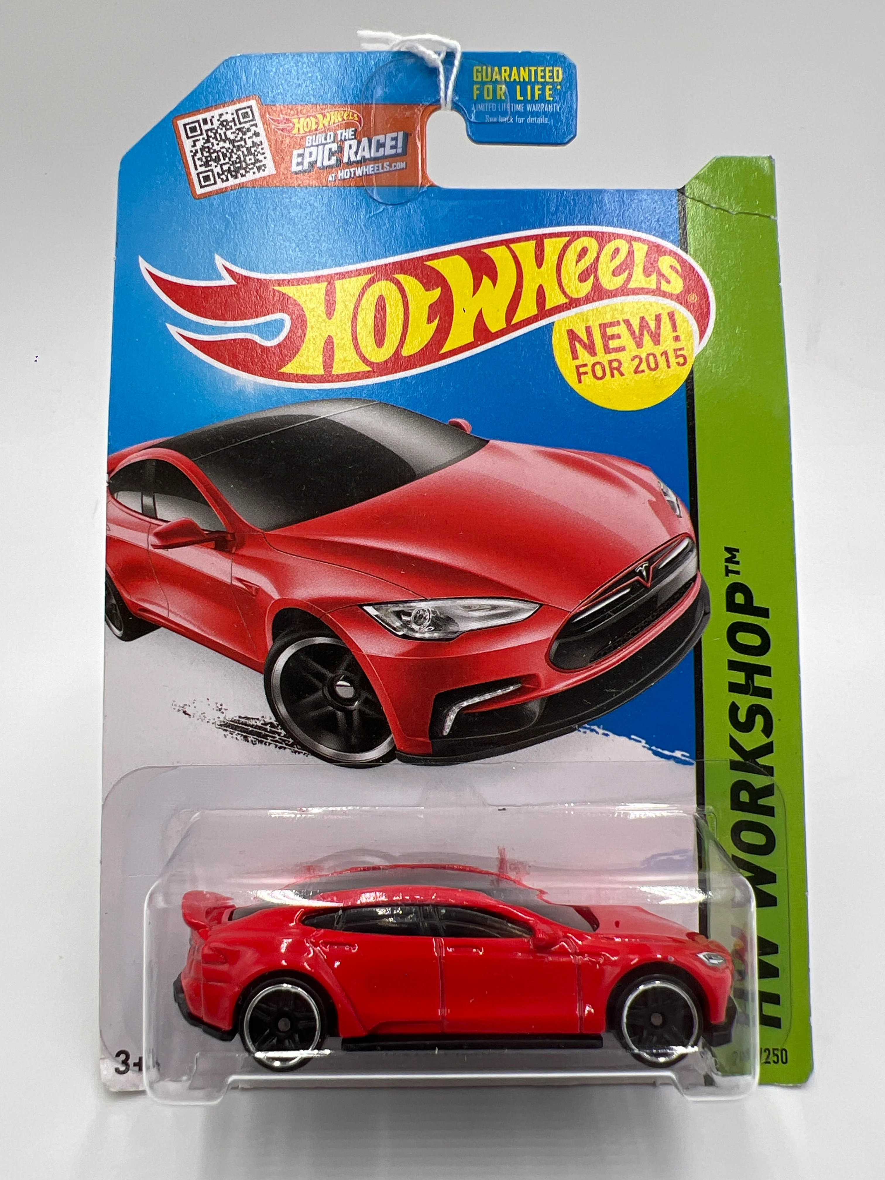 2015 Hot Wheels Workshop #217 Tesla Model S Red 48C - Image 2