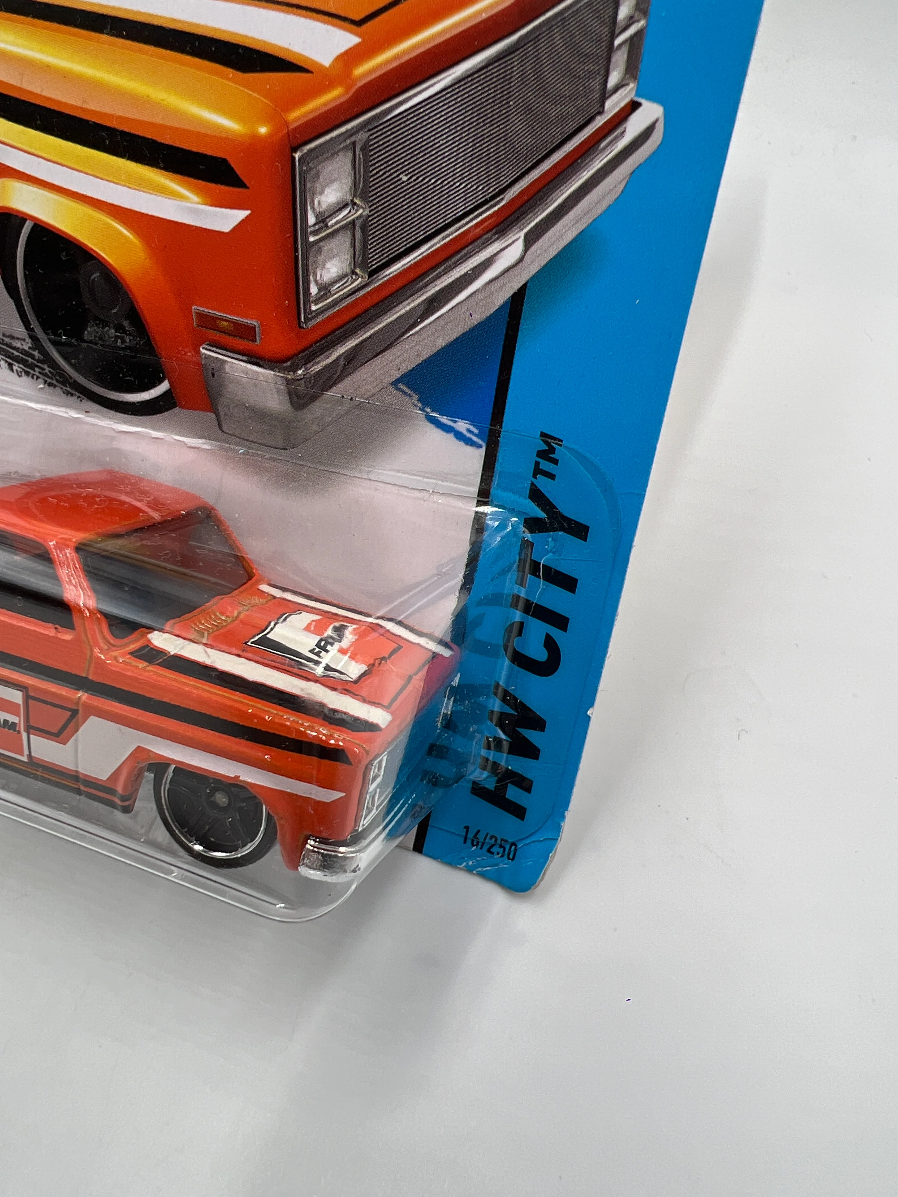 2015 Hot Wheels City #16 83 Chevy Silverado Fram Orange W/Protector 1 - Image 3
