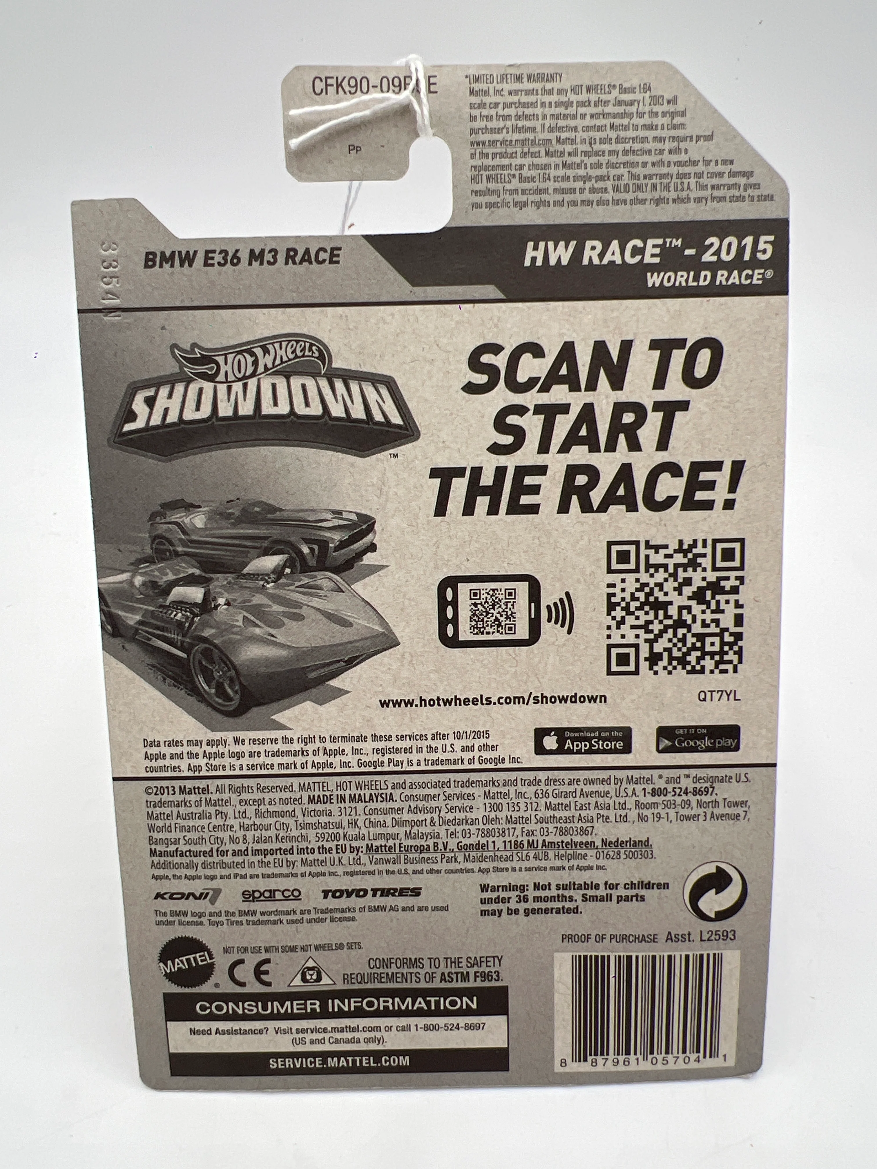 2015 Hot Wheels Race #146 BMW E36 M3 Race Blue 108A - Image 6