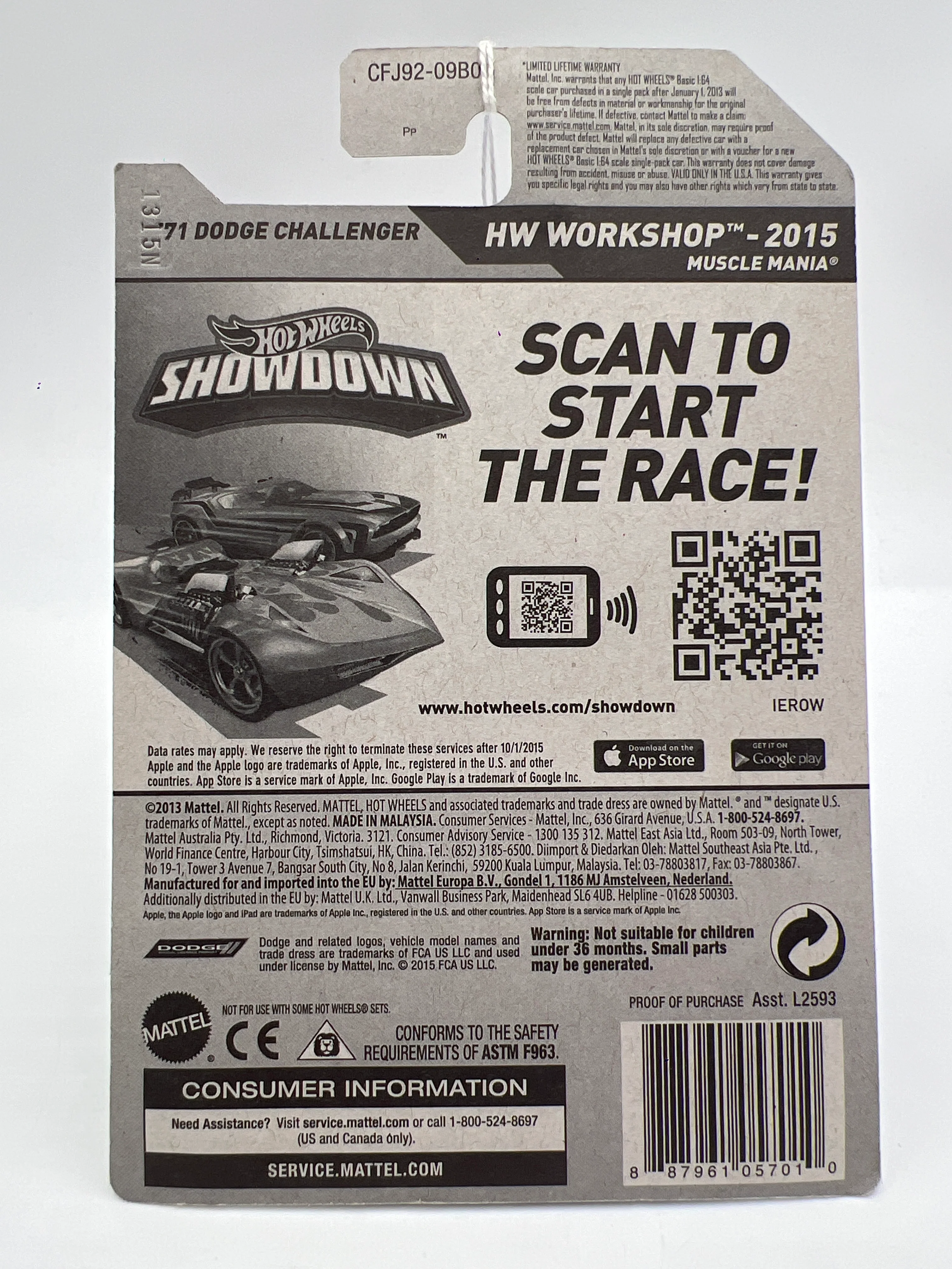 2015 Hot Wheels Walmart Exclusive Zamac 13 #227 71 Dodge Challenger 145G - Image 7