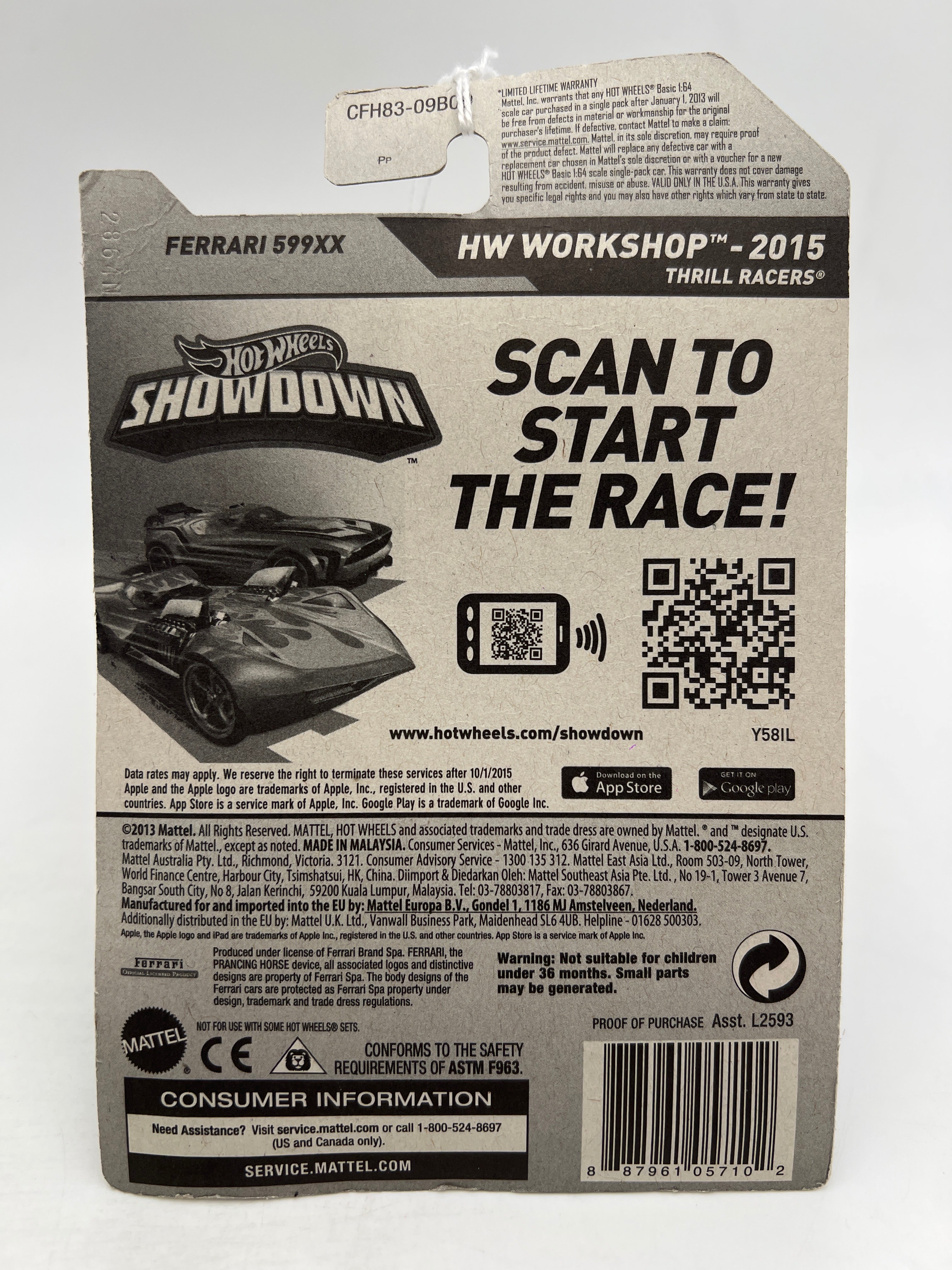 2015 Hot Wheels Workshop #188 Ferrari 599XX Gray Card Not Perfect SR - Image 7