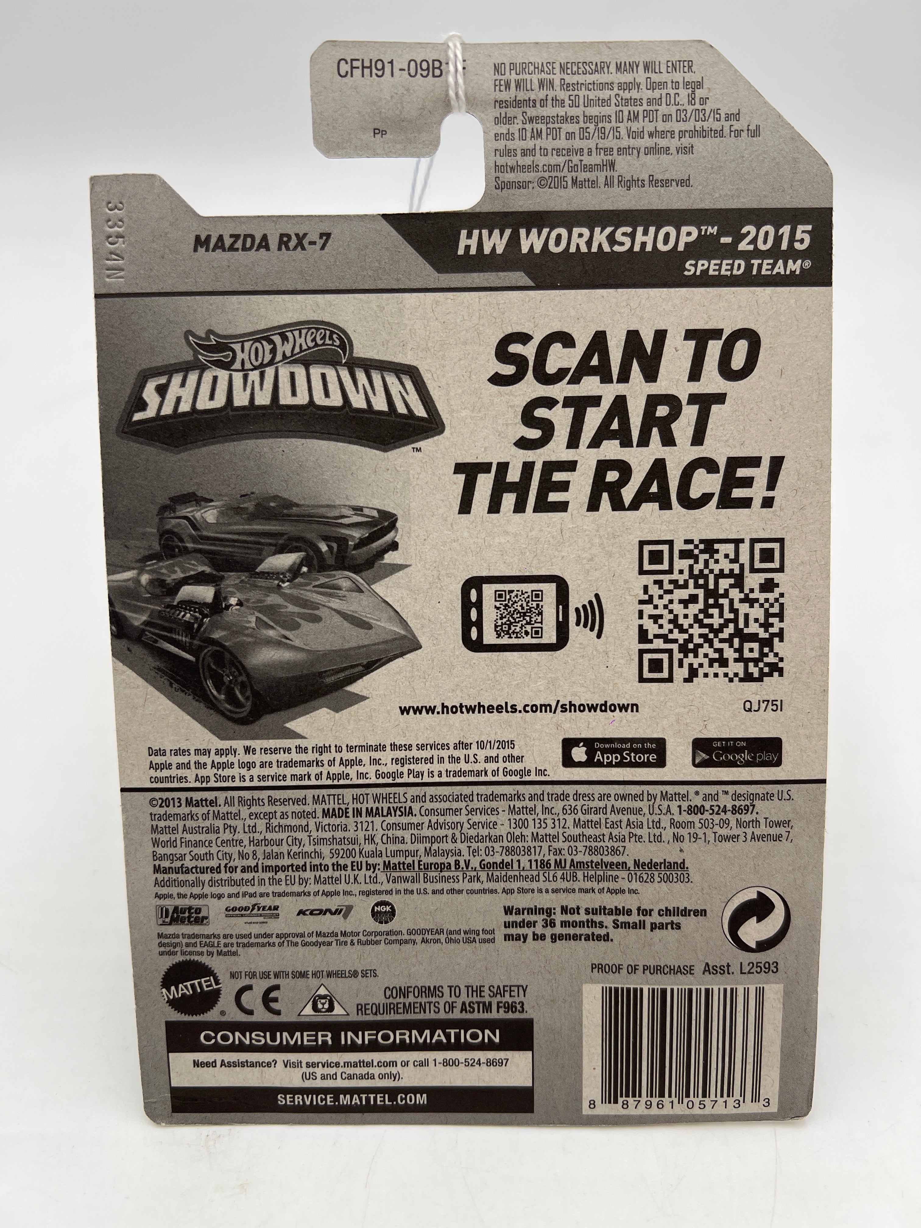 2015 Hot Wheels Workshop #193 Mazda RX7 White 86B - Image 6