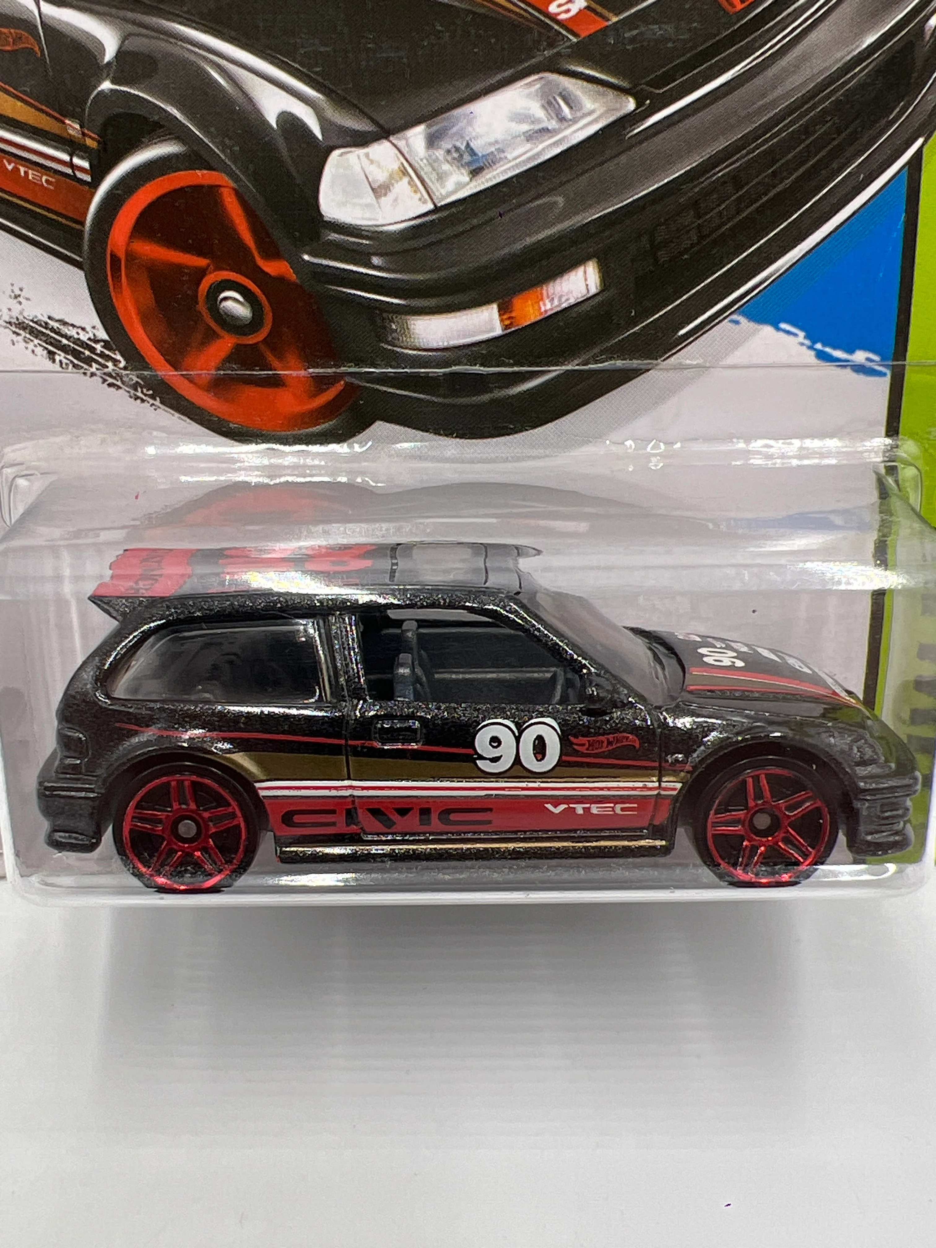 2015 Hot Wheels Workshop #197 90 Honda Civic EF Black 76A - Image 2