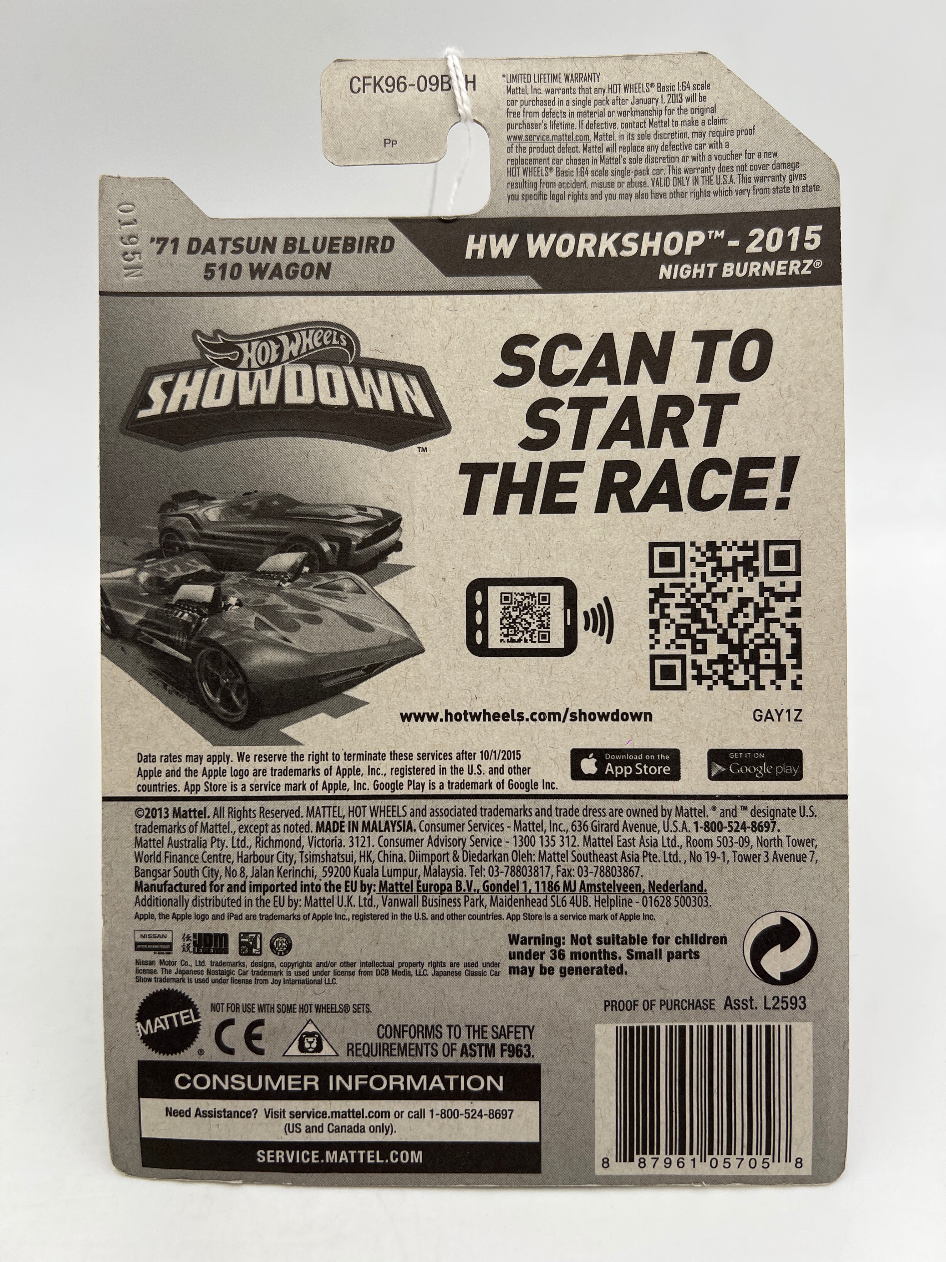 2015 Hot Wheels Workshop #202 71 Datsun Bluebird 510 Wagon Yellow 87D - Image 6