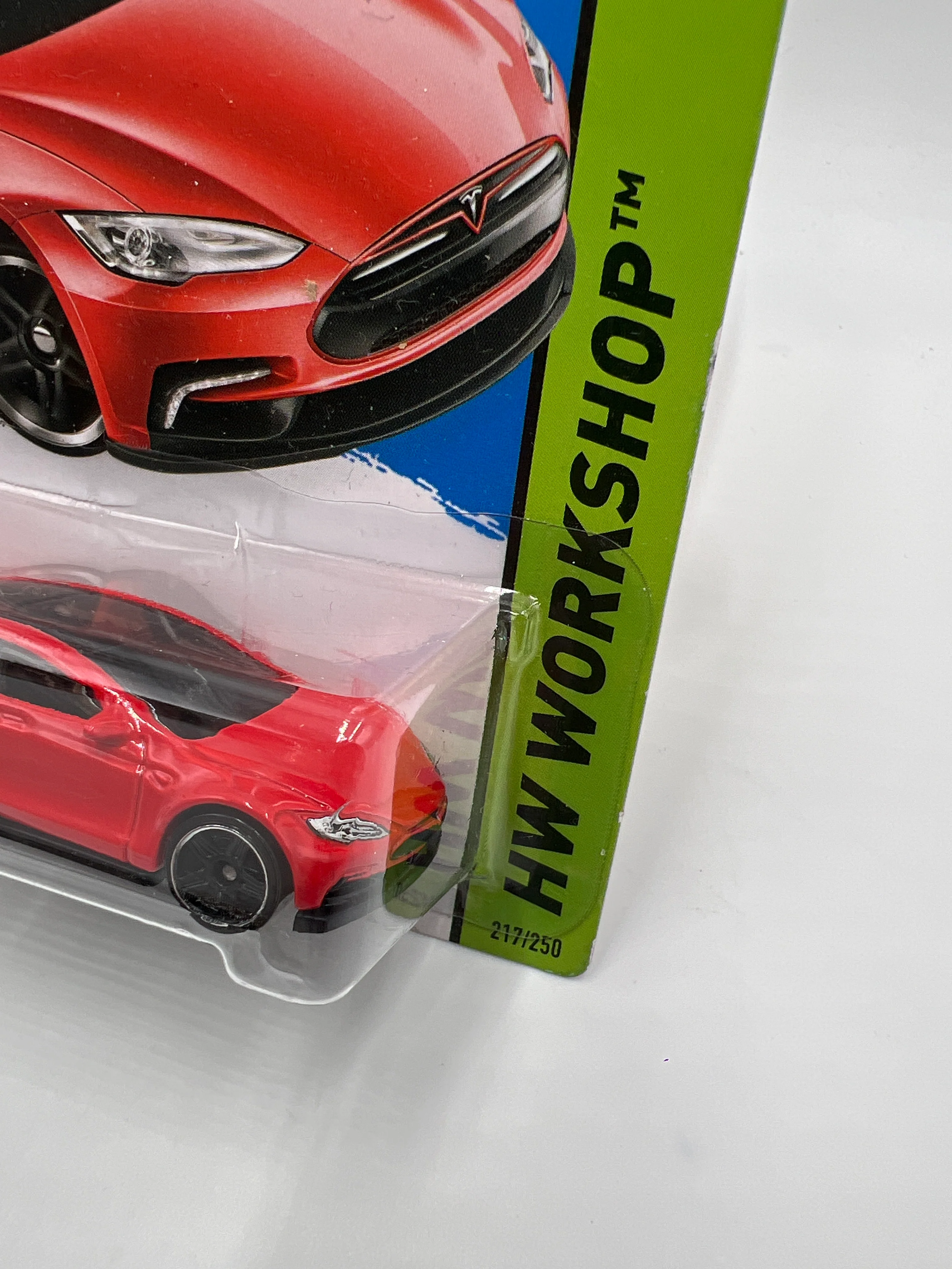 2015 Hot Wheels Workshop #217 Tesla Model S Red 48C - Image 3