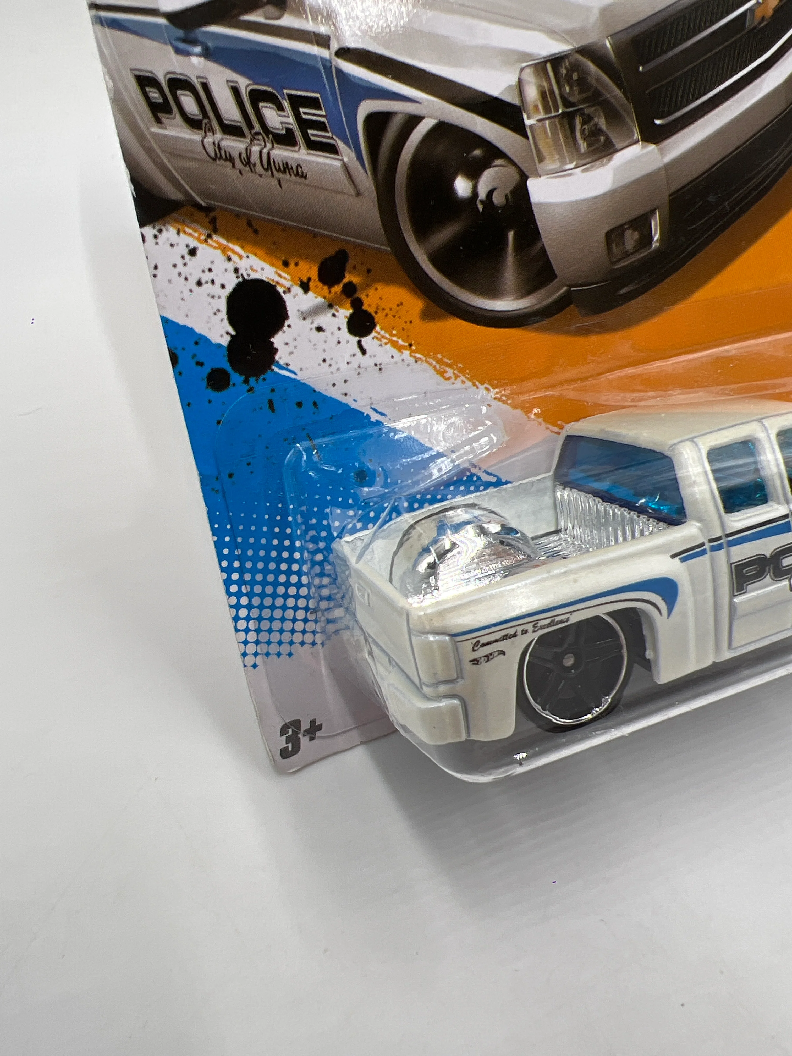 2012 Hot Wheels Main Street #164 Chevy Silverado White Police Card/Blister Not Perfect SR - Image 4