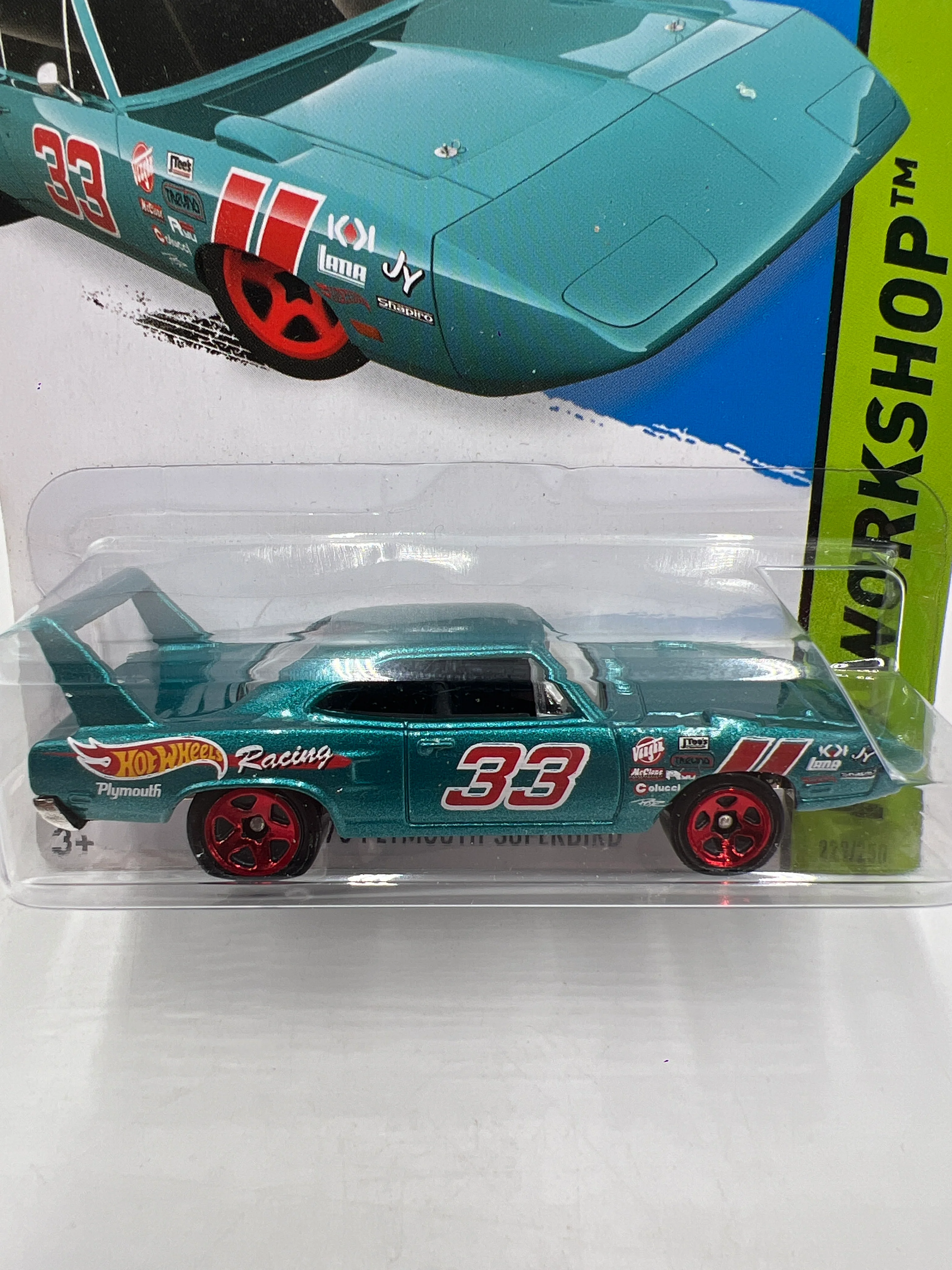 2015 Hot Wheels Workshop #229 70 Plymouth Superbird Teal 38B - Image 2