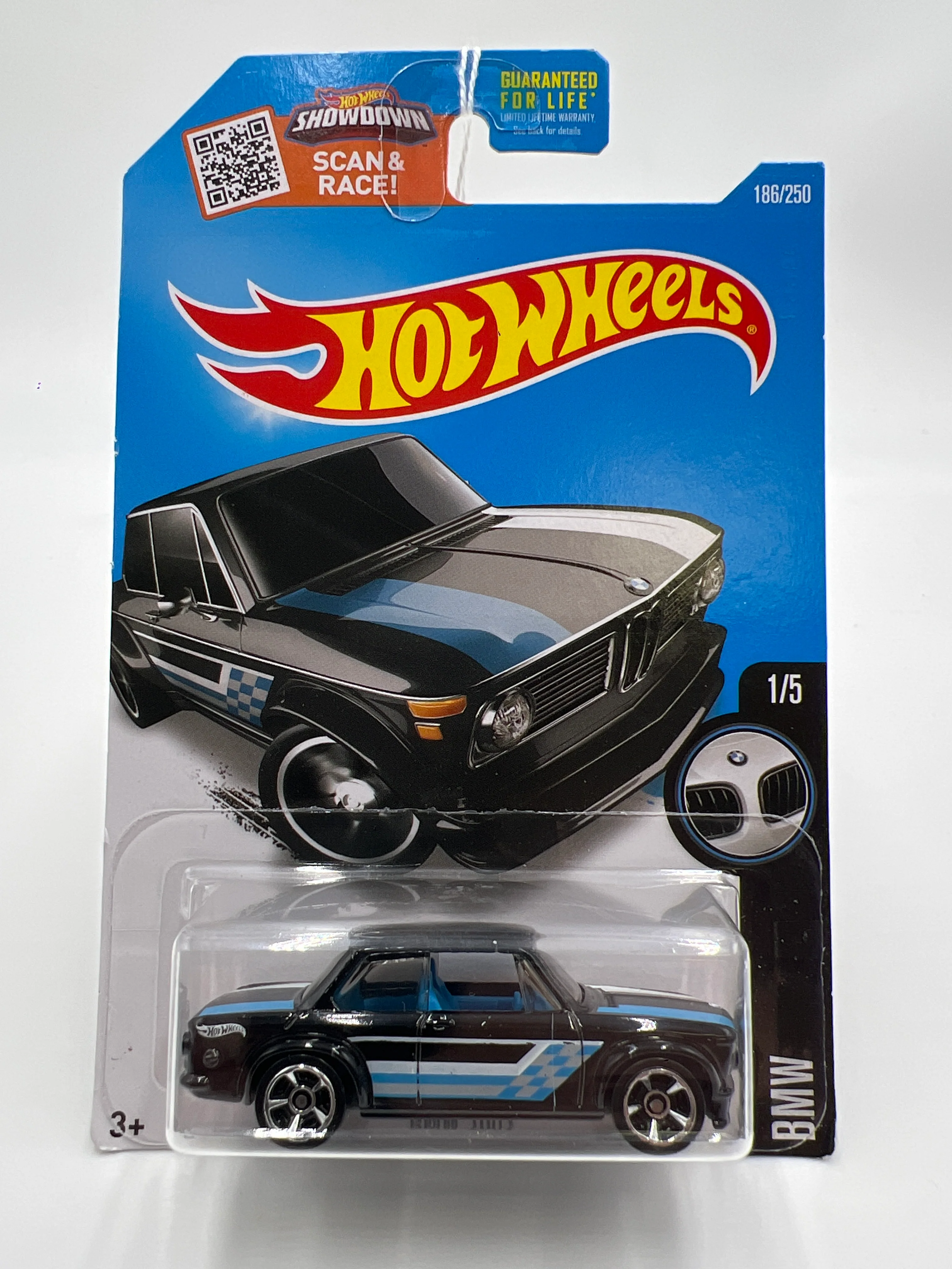 2016 Hot Wheels BMW #186 BMW 2002 Black 108A - Image 2
