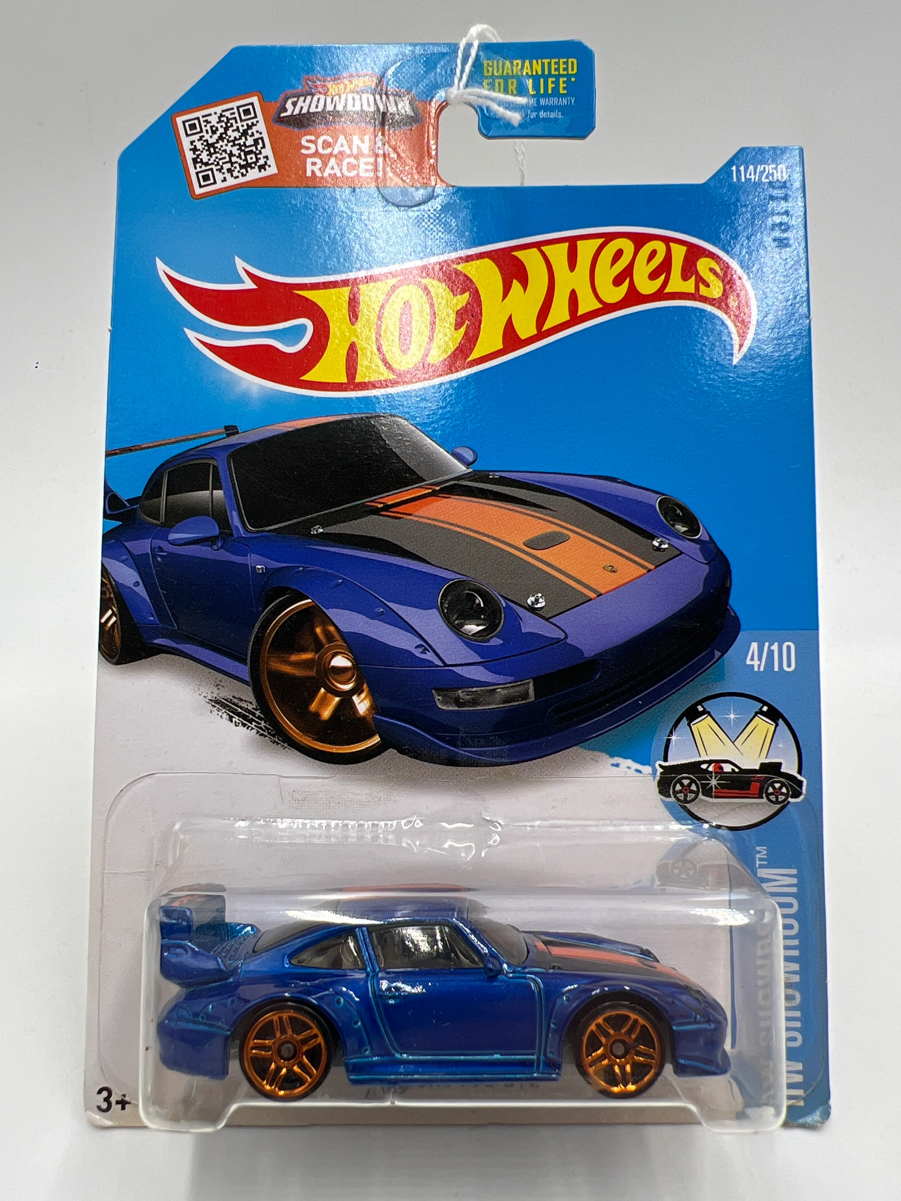 2016 Hot Wheels #114 Porsche 993 GT2 Blue Half Cage