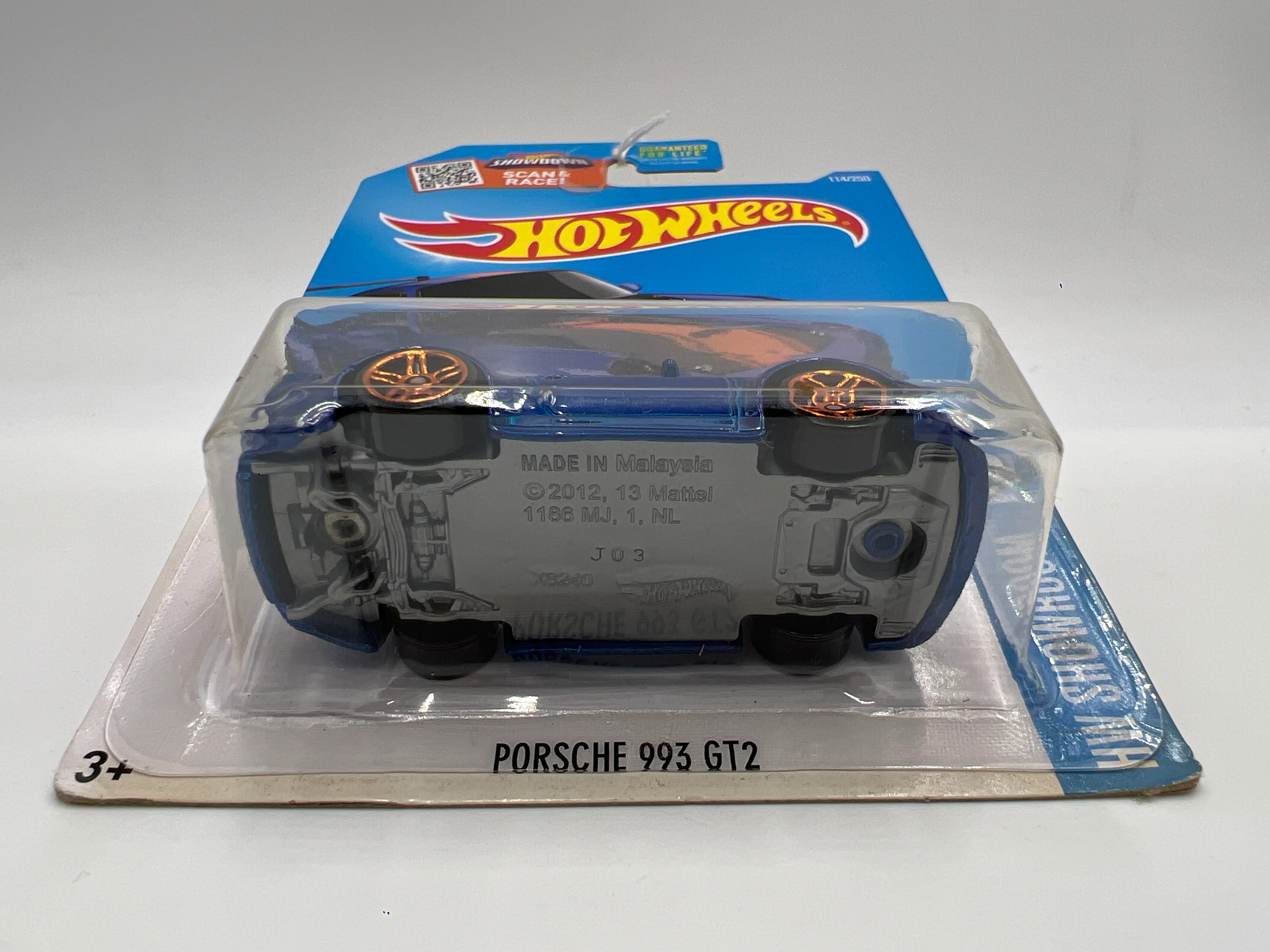 2016 Hot Wheels #114 Porsche 993 GT2 Blue Half Cage - Image 3