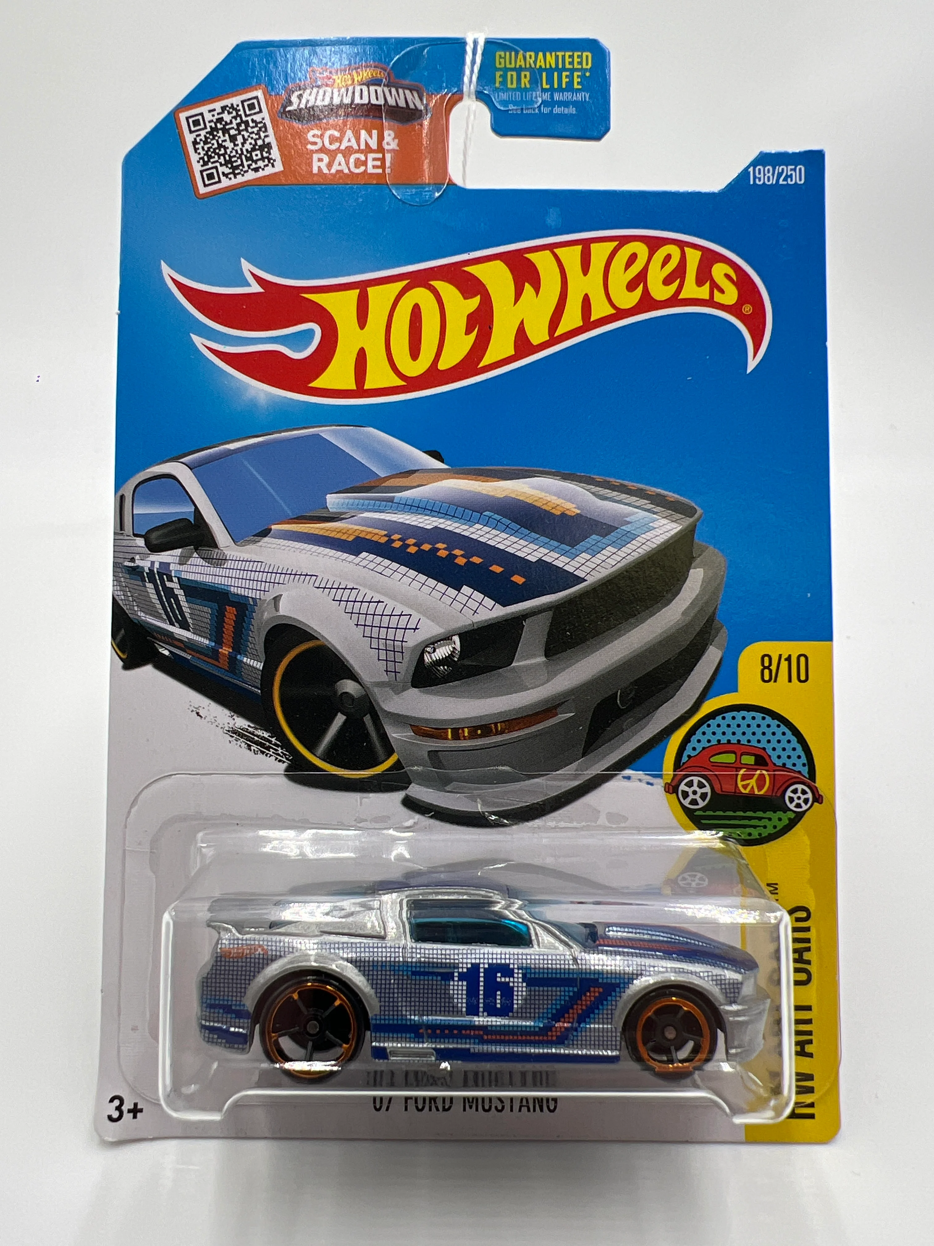2016 Hot Wheels Art Cars #198 07 Ford Mustang Silver 27F - Image 2