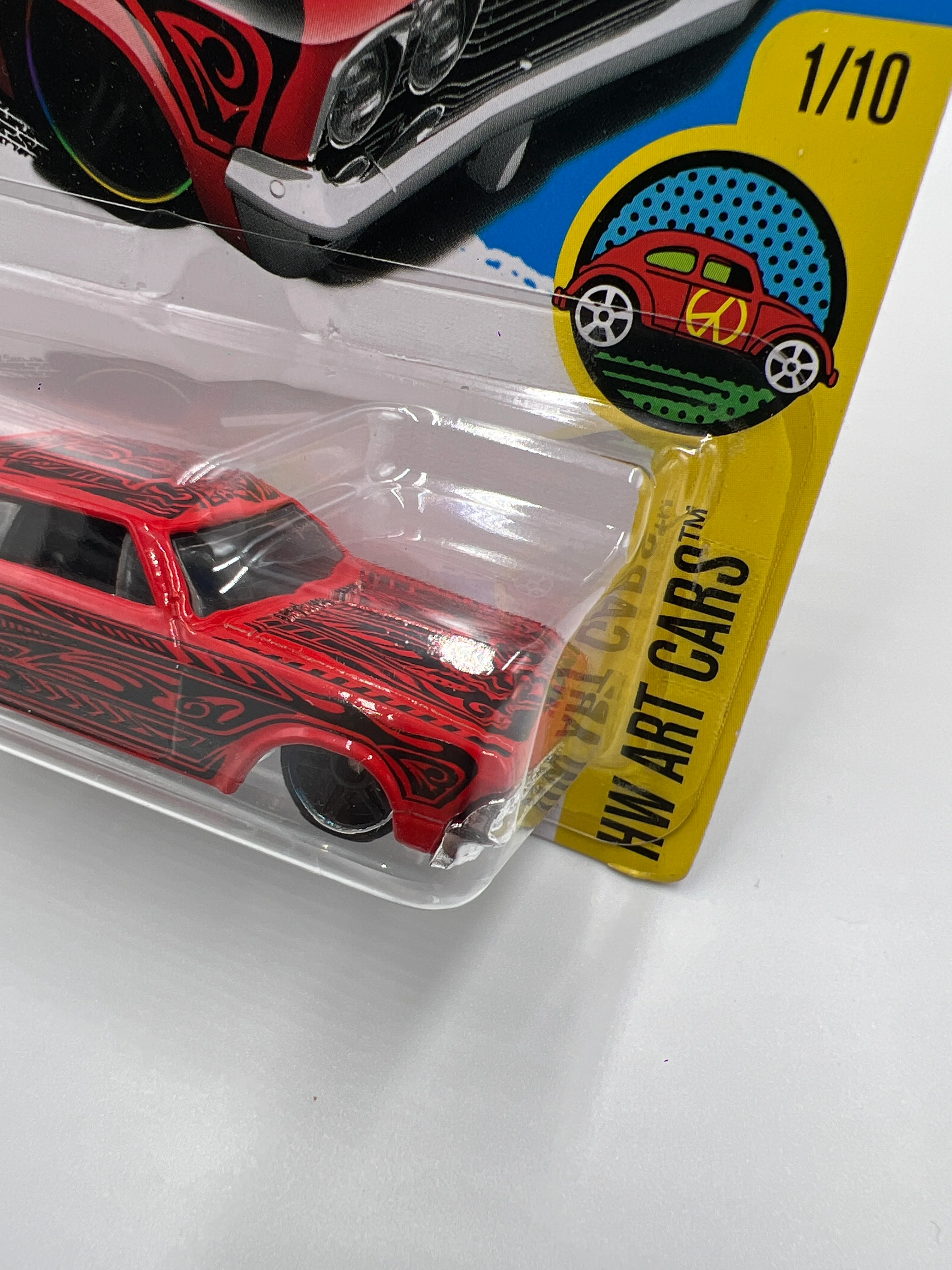 2016 Hot Wheels Art Cars #191 65 Chevy Impala Red Cracked Blister 10i - Image 4