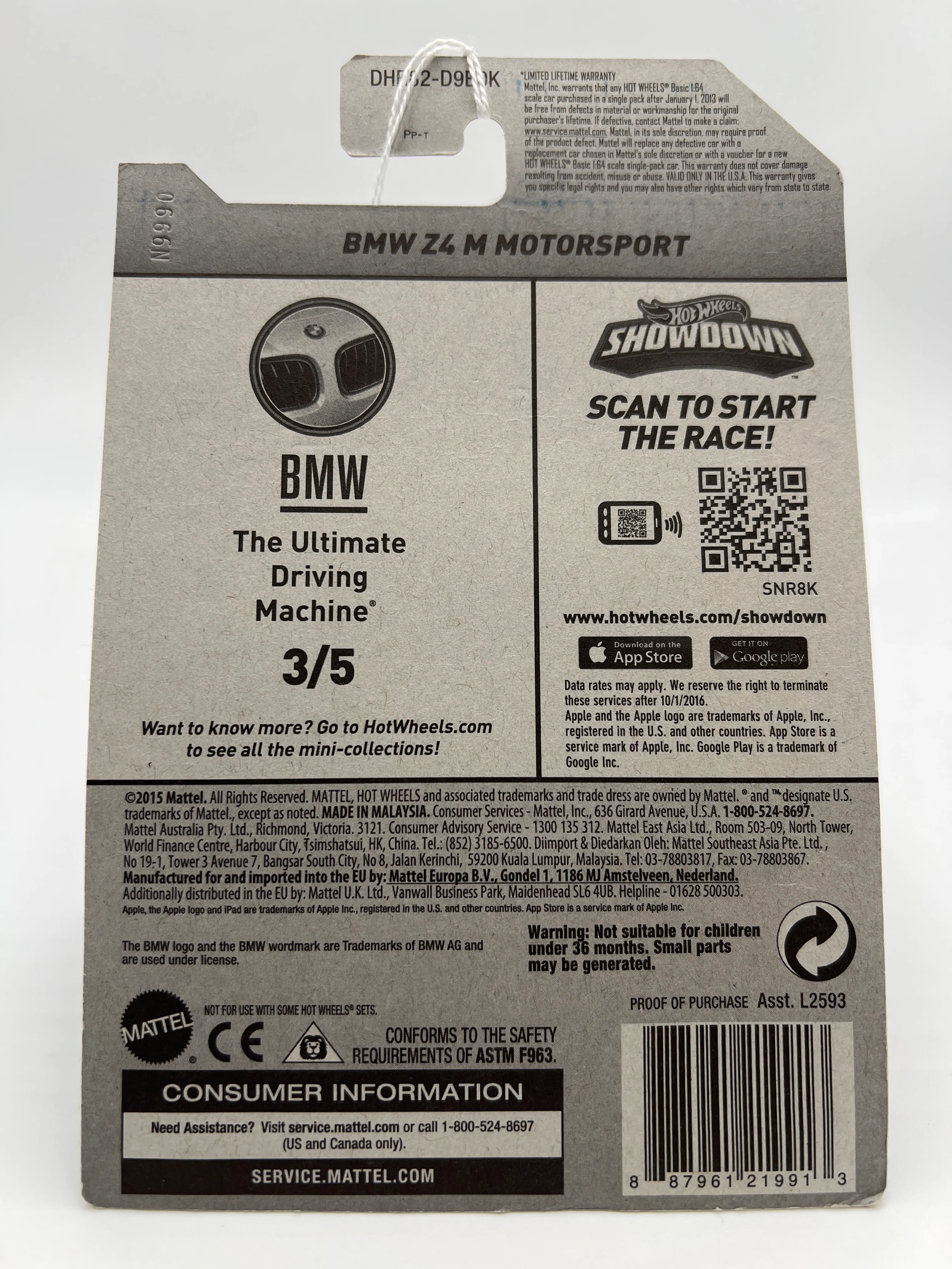 2016 Hot Wheels BMW #188 BMW Z4 M Motorsport Dark Blue 109C - Image 6