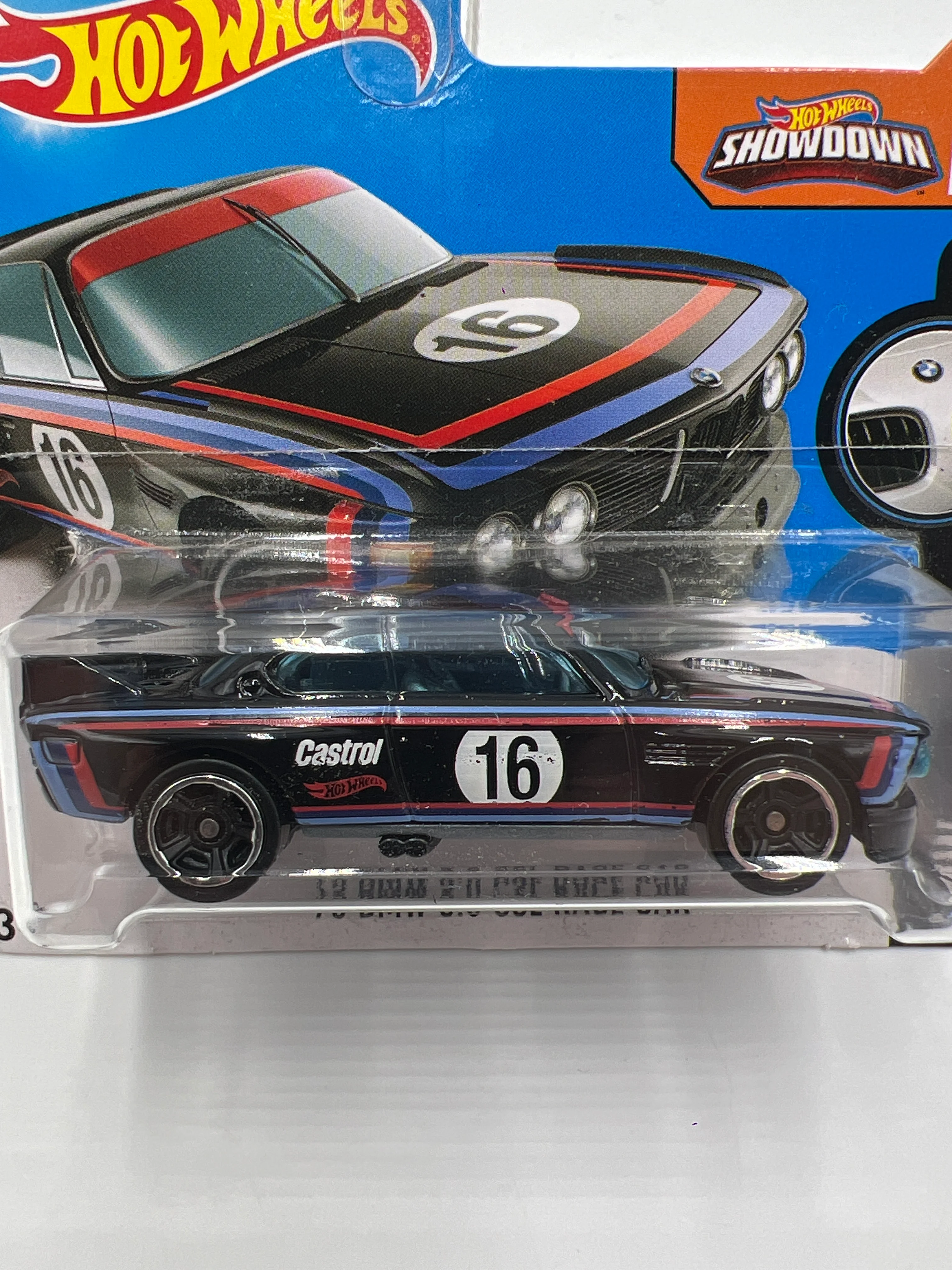 2016 Hot Wheels Short Card BMW #190 73 BMW 3.0 CSL Race Car Black - Image 2