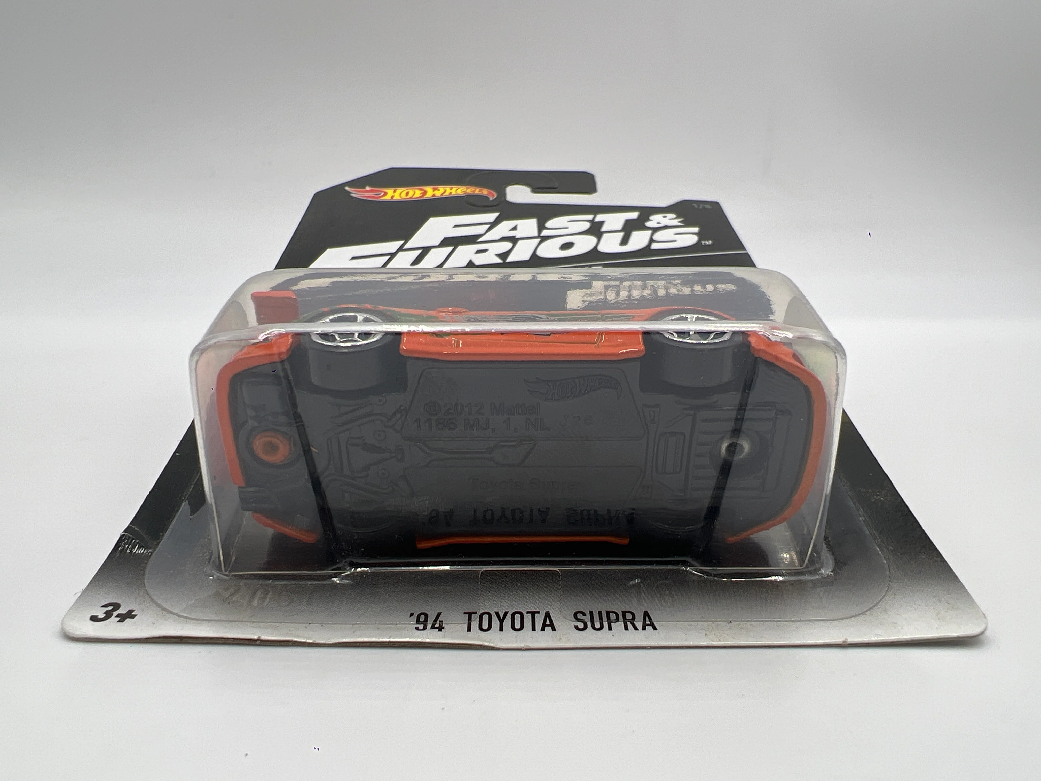 2016 Hot Wheels Fast & Furious #1 94 Toyota Supra Orange W/Protector - Image 5