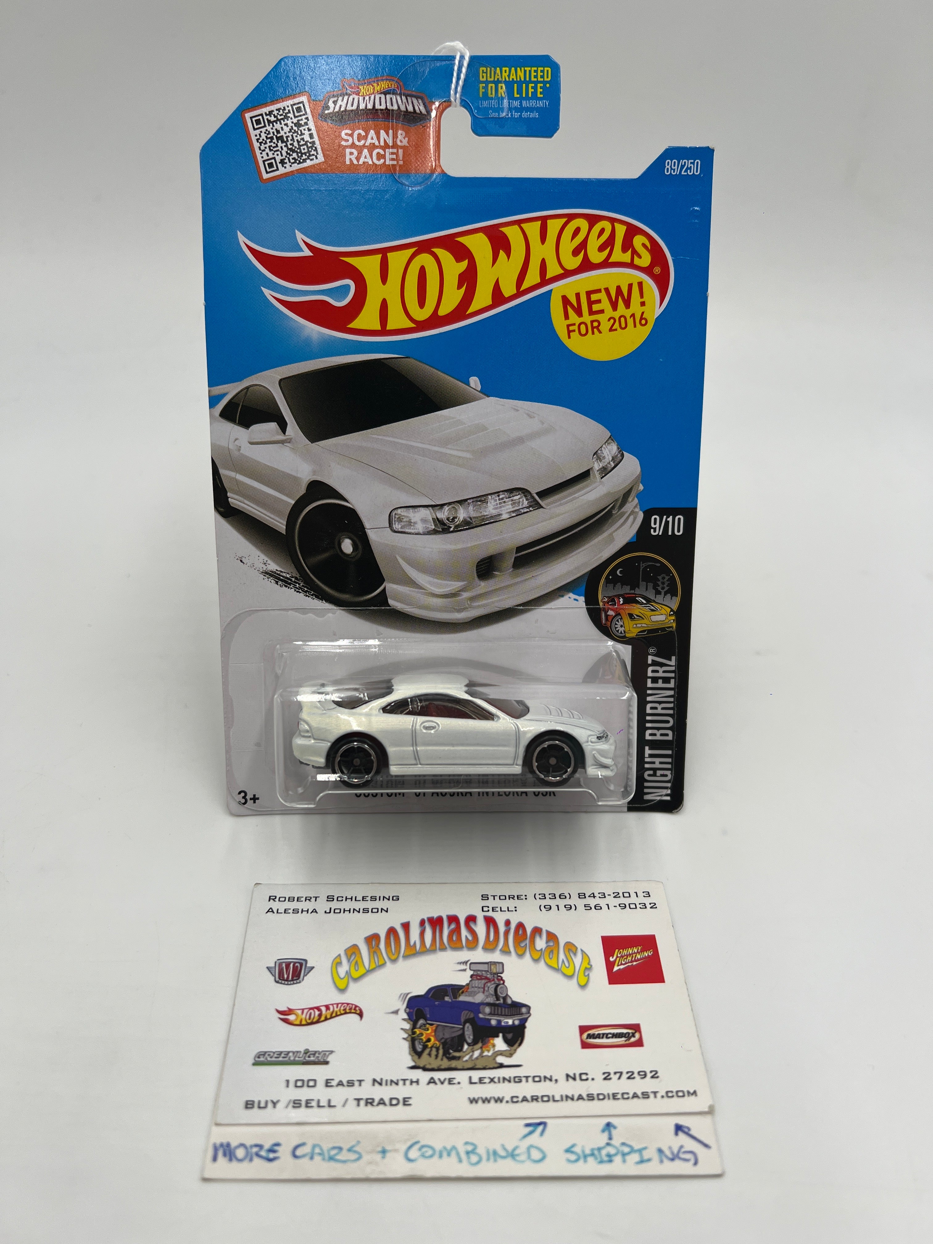 2016 Hot Wheels Night Burnerz #89 Custom 01 Acura Integra GSR White 82A