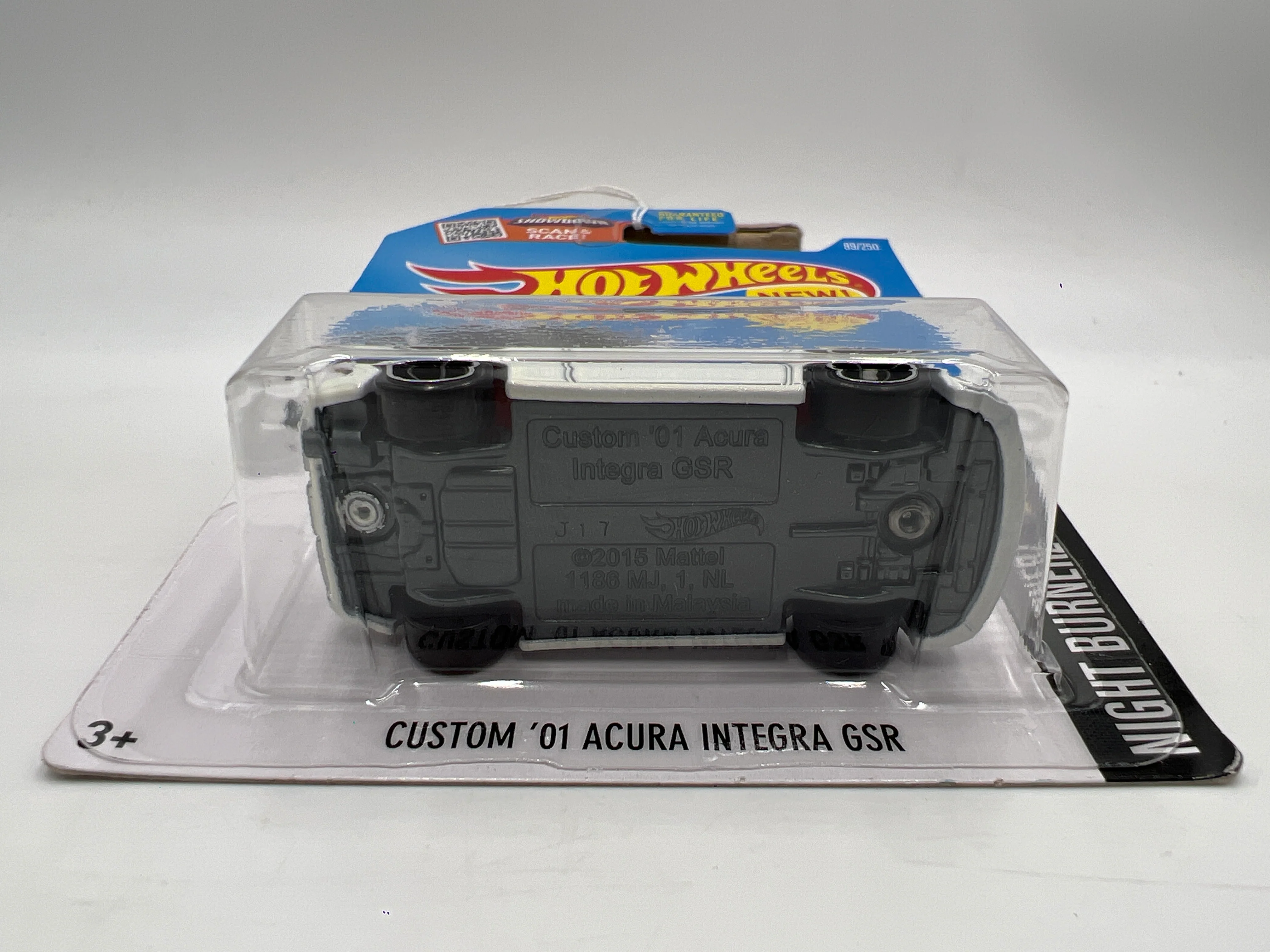 2016 Hot Wheels Night Burnerz #89 Custom 01 Acura Integra GSR White 82A - Image 6