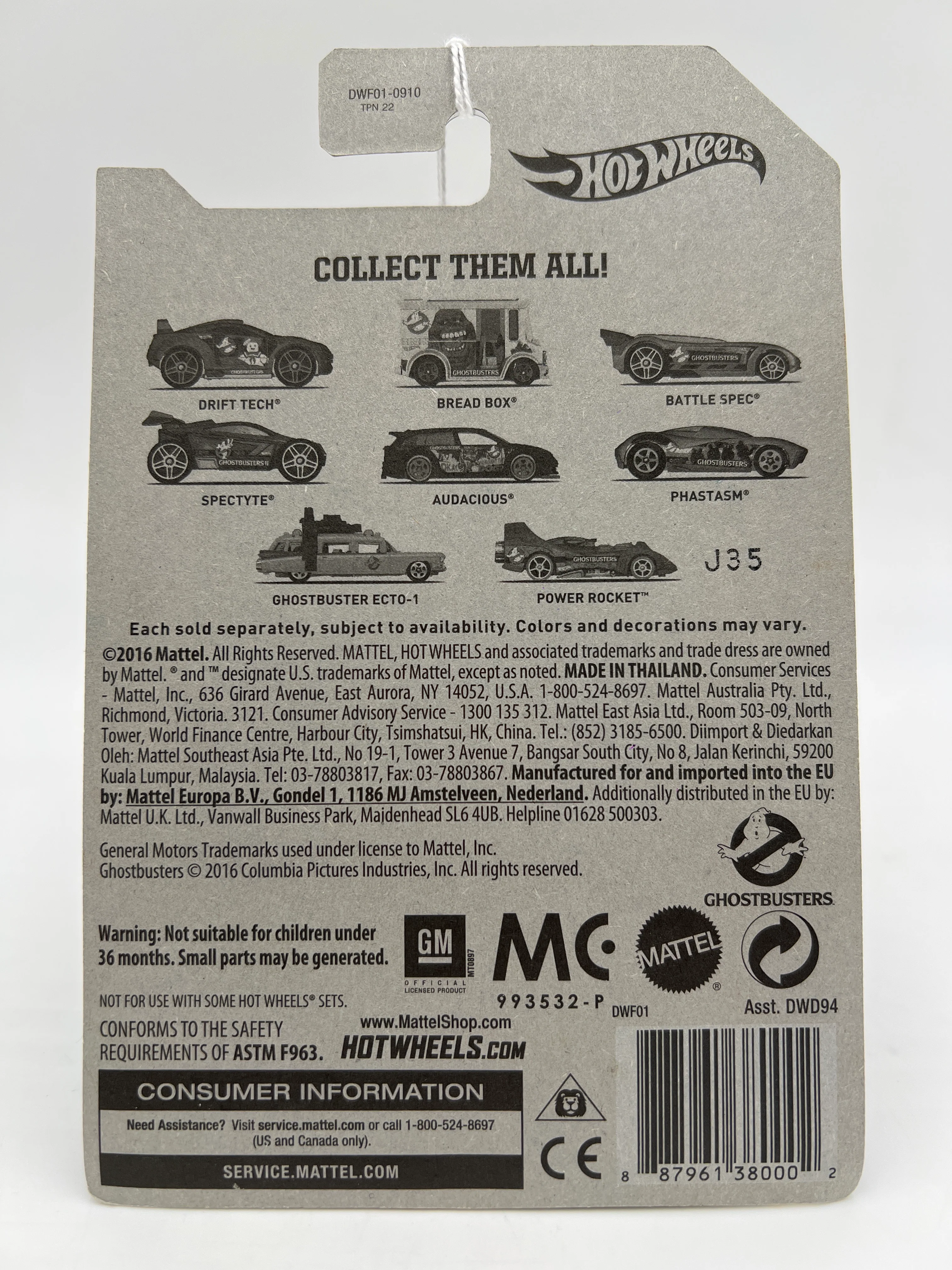2016 Hot Wheels Ghostbusters #7 Ecto-1 White 117B - Image 6