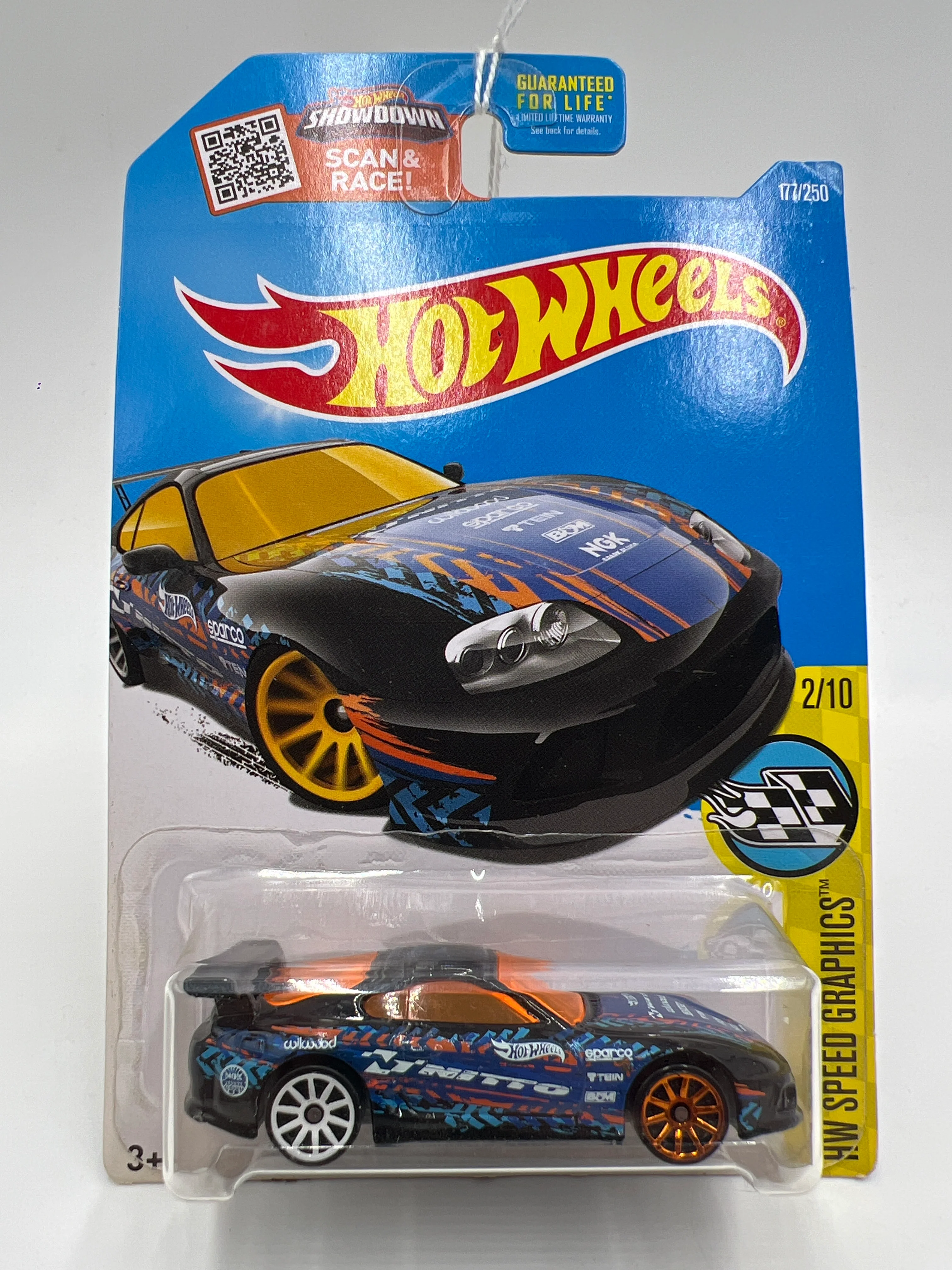 2016 Hot Wheels #177 Toyota Supra Black Nitto 94D