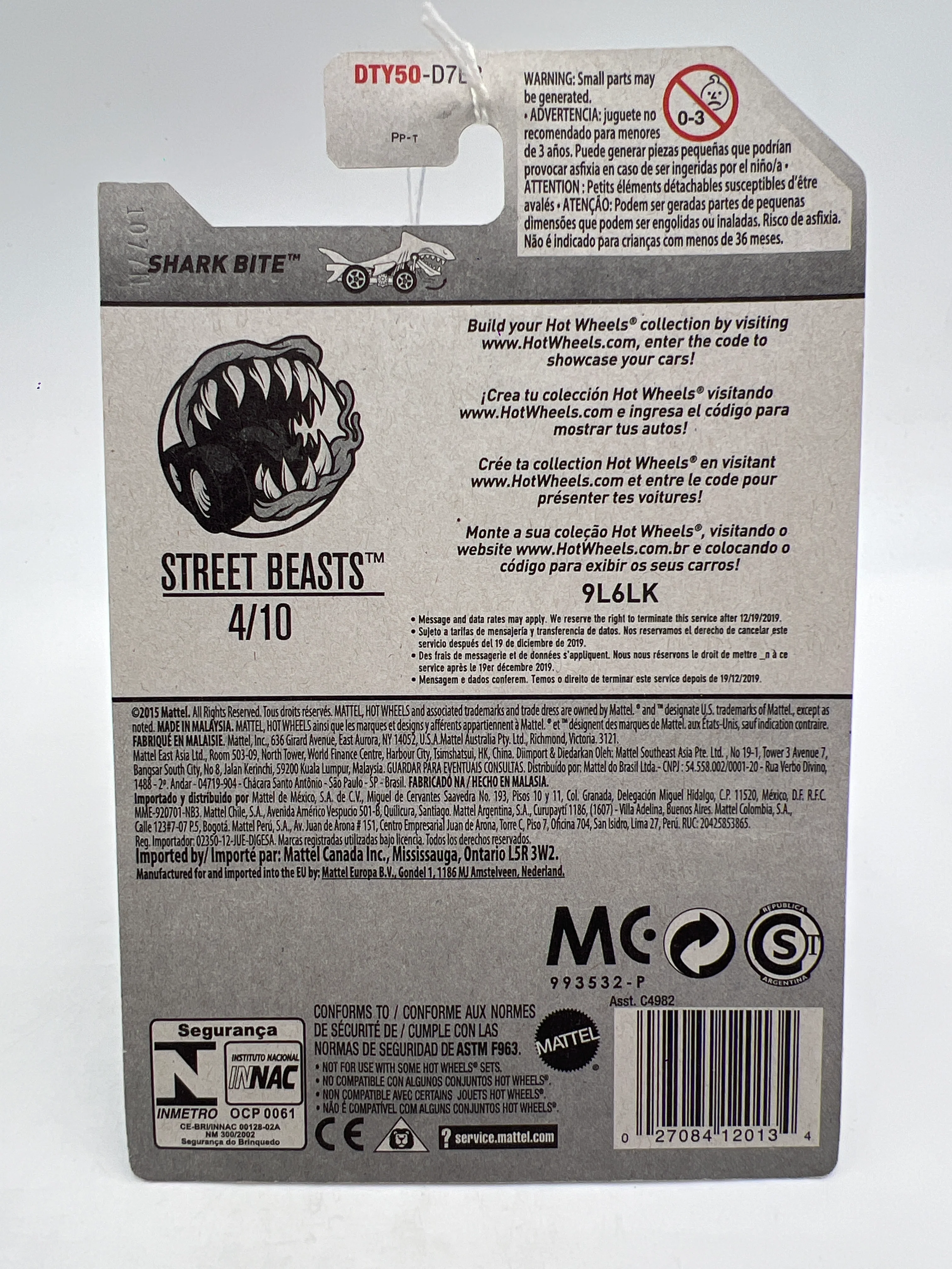 2017 Hot Wheels Street Beasts #243 Shark Bite Gray 115C - Image 2