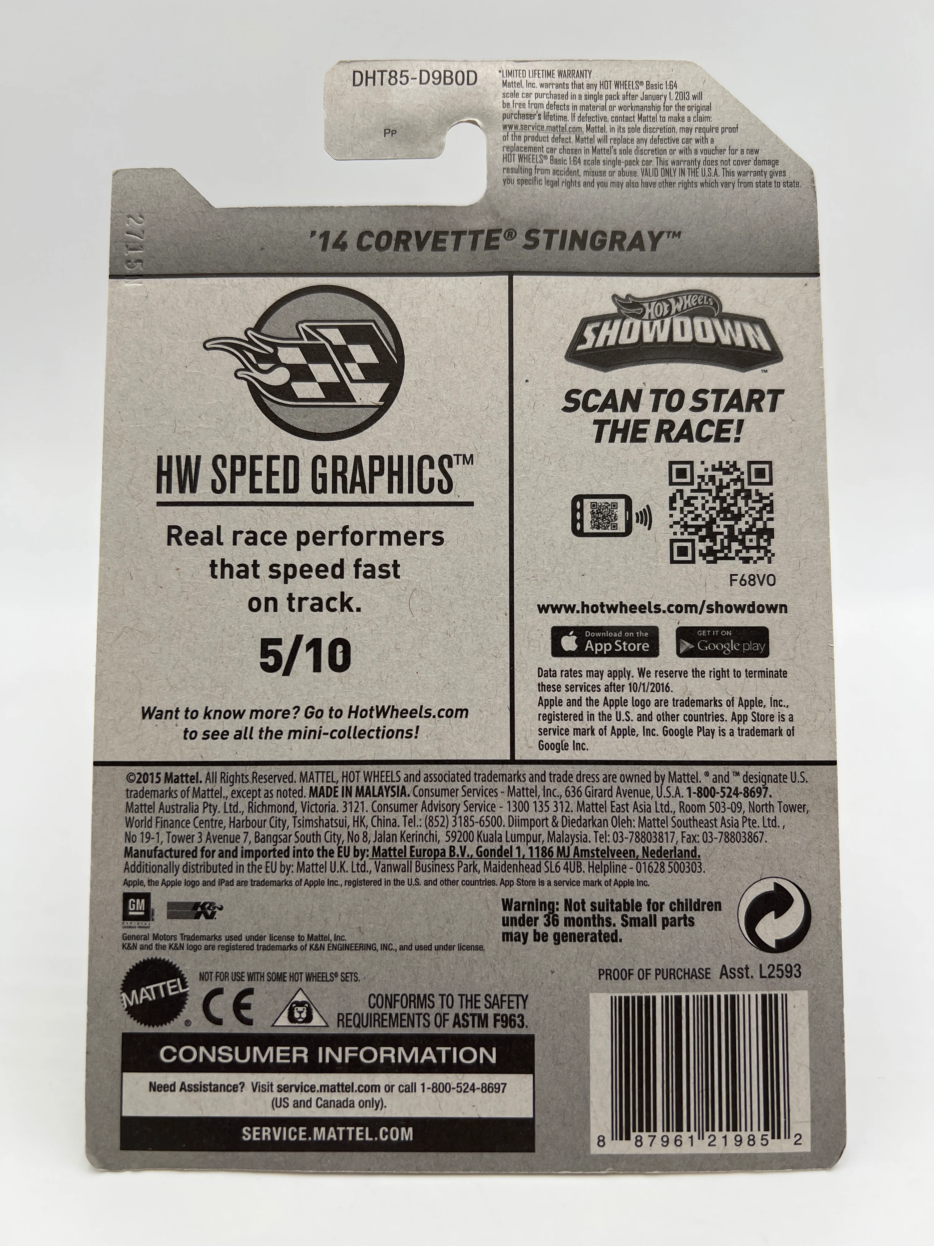 2016 Hot Wheels Super Treasure Hunt #180 14 Corvette Stingray Black K&N W/Protector - Image 6