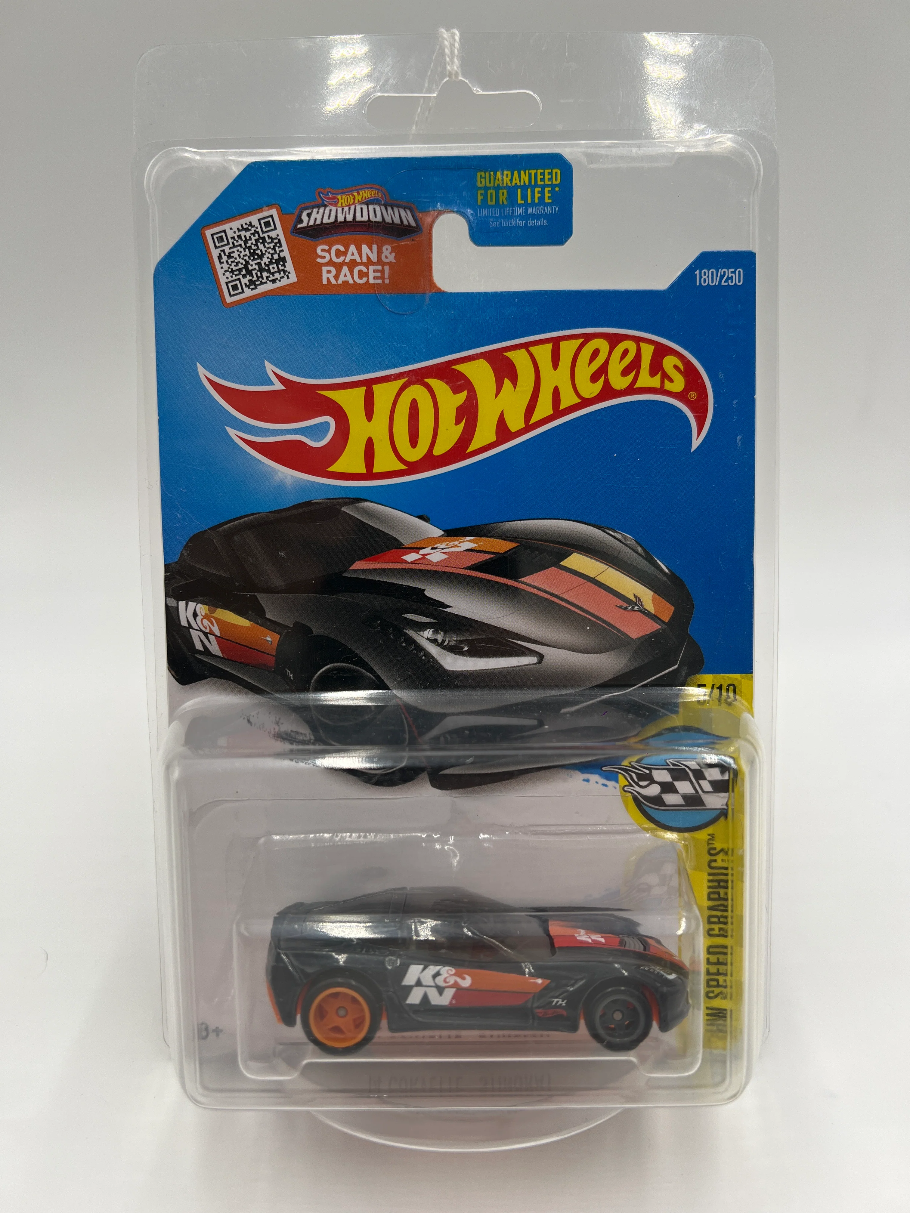 2016 Hot Wheels Super Treasure Hunt #180 14 Corvette Stingray Black K&N W/Protector - Image 7