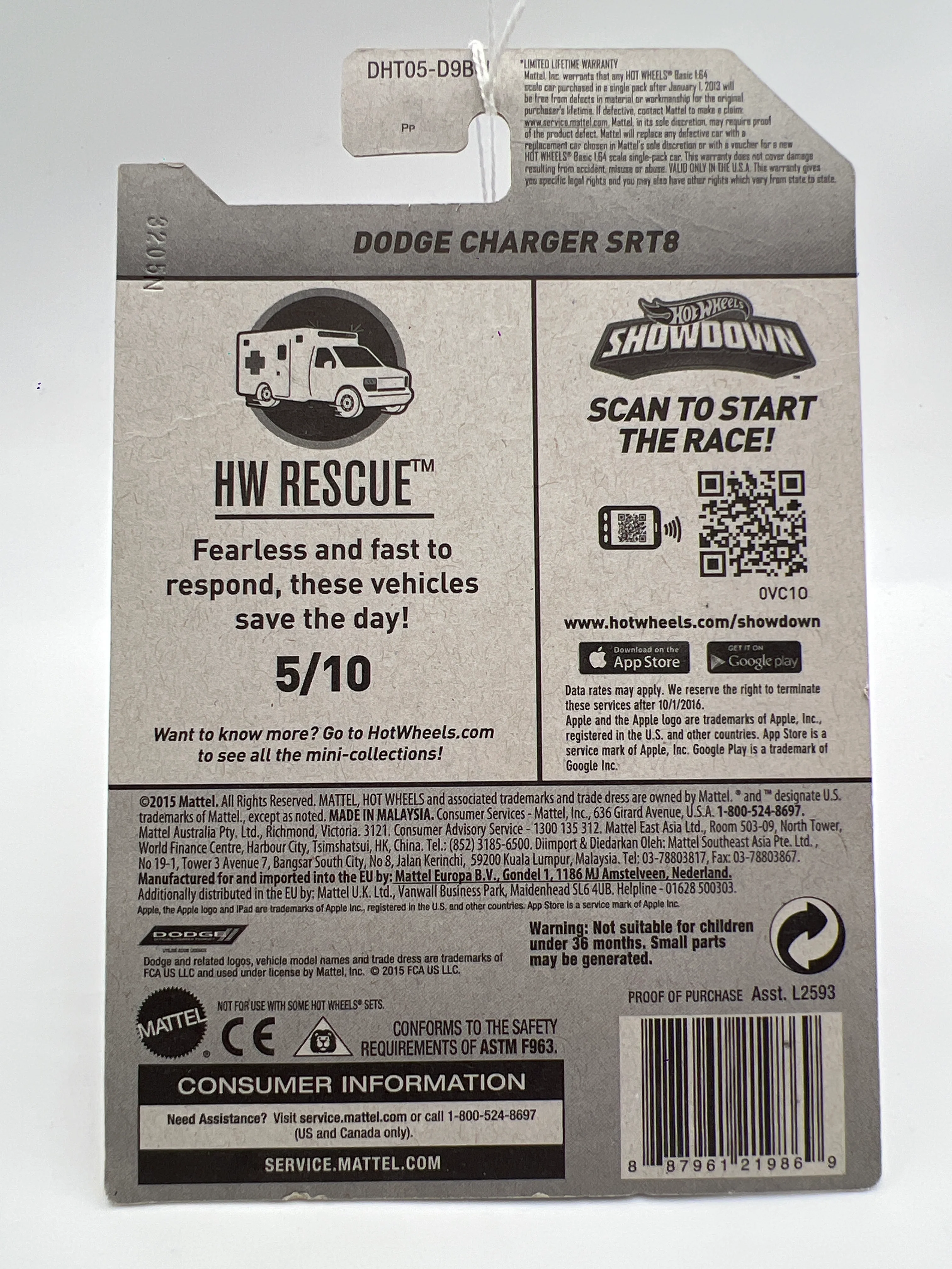 2016 Hot Wheels Treasure Hunt #215 Dodge Charger SRT8 Red 276D - Image 6