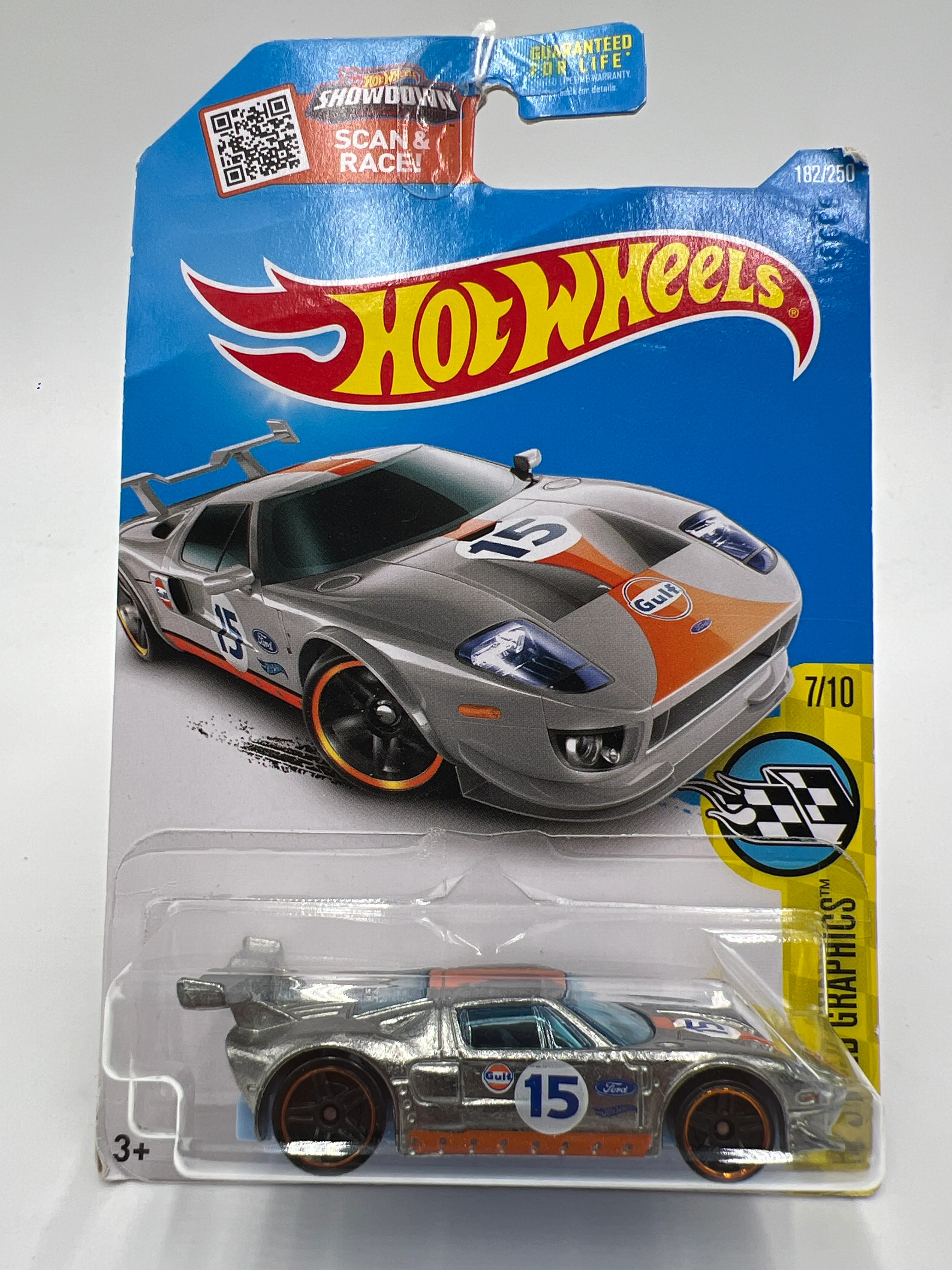 2016 Hot Wheels Walmart Exclusive Zamac #182 Ford GT Gulf Bad Card 145C - Image 2