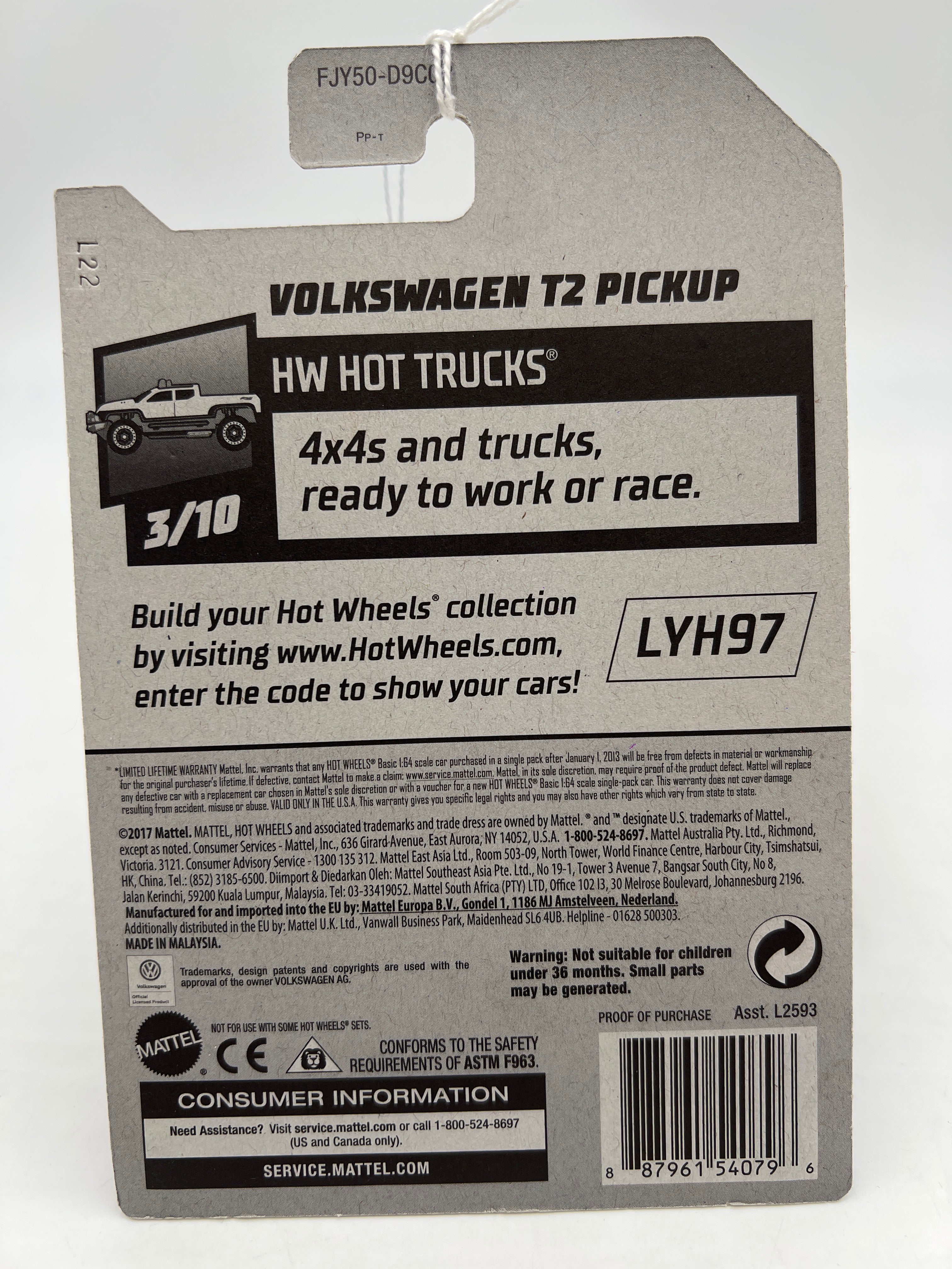 2018 Hot Wheels Hot Trucks #297 Volkswagen T2 Pickup Green - Image 6