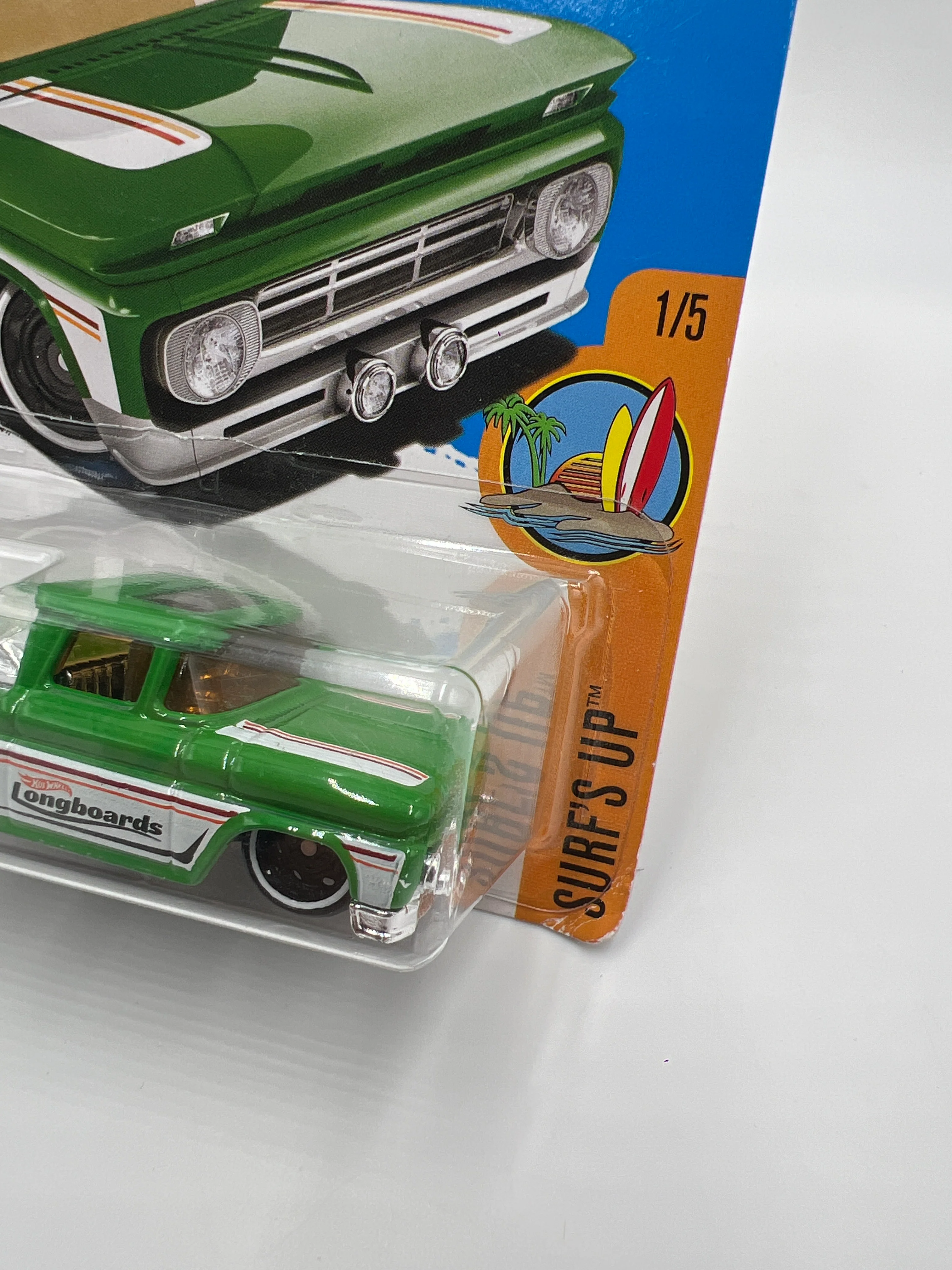 2017 Hot Wheels Surfs Up #255 Custom 62 Chevy Pickup Green 16A - Image 3