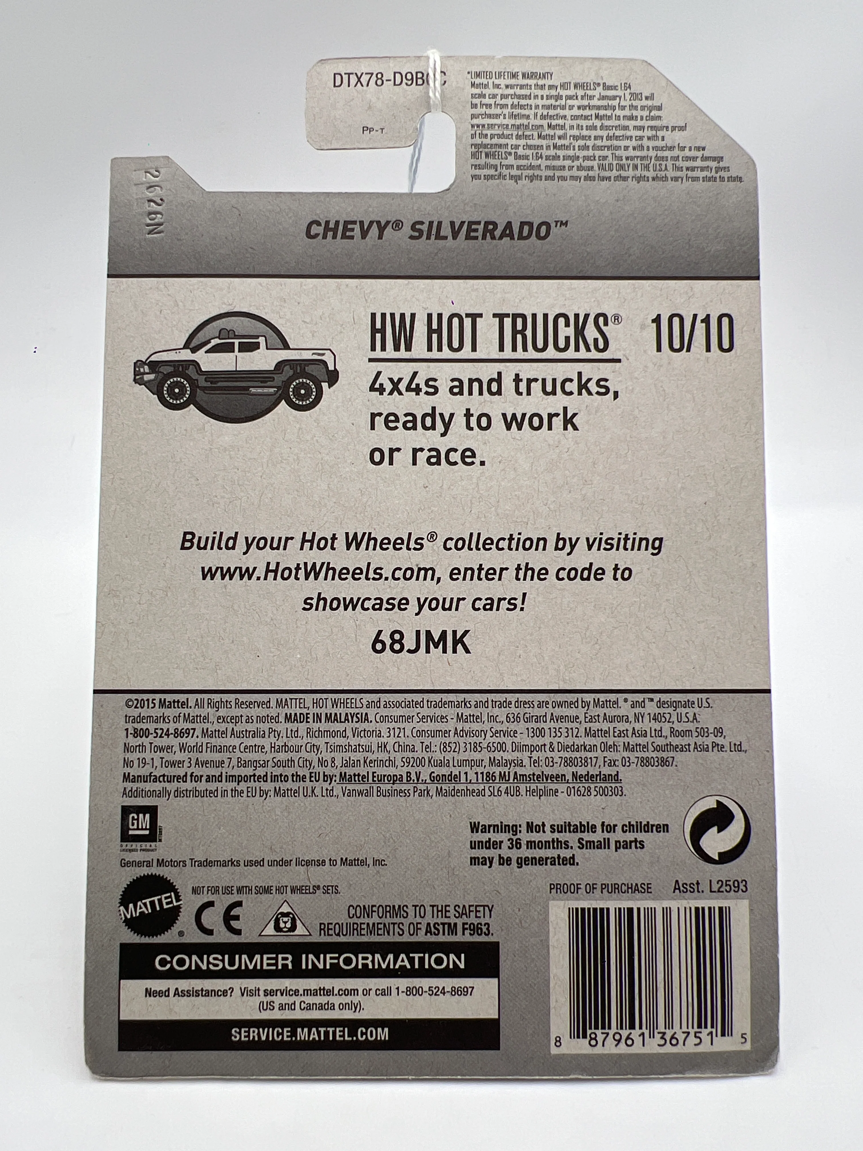 2017 Hot Wheels Hot Trucks #60 Chevy Silverado White #2 15A - Image 6