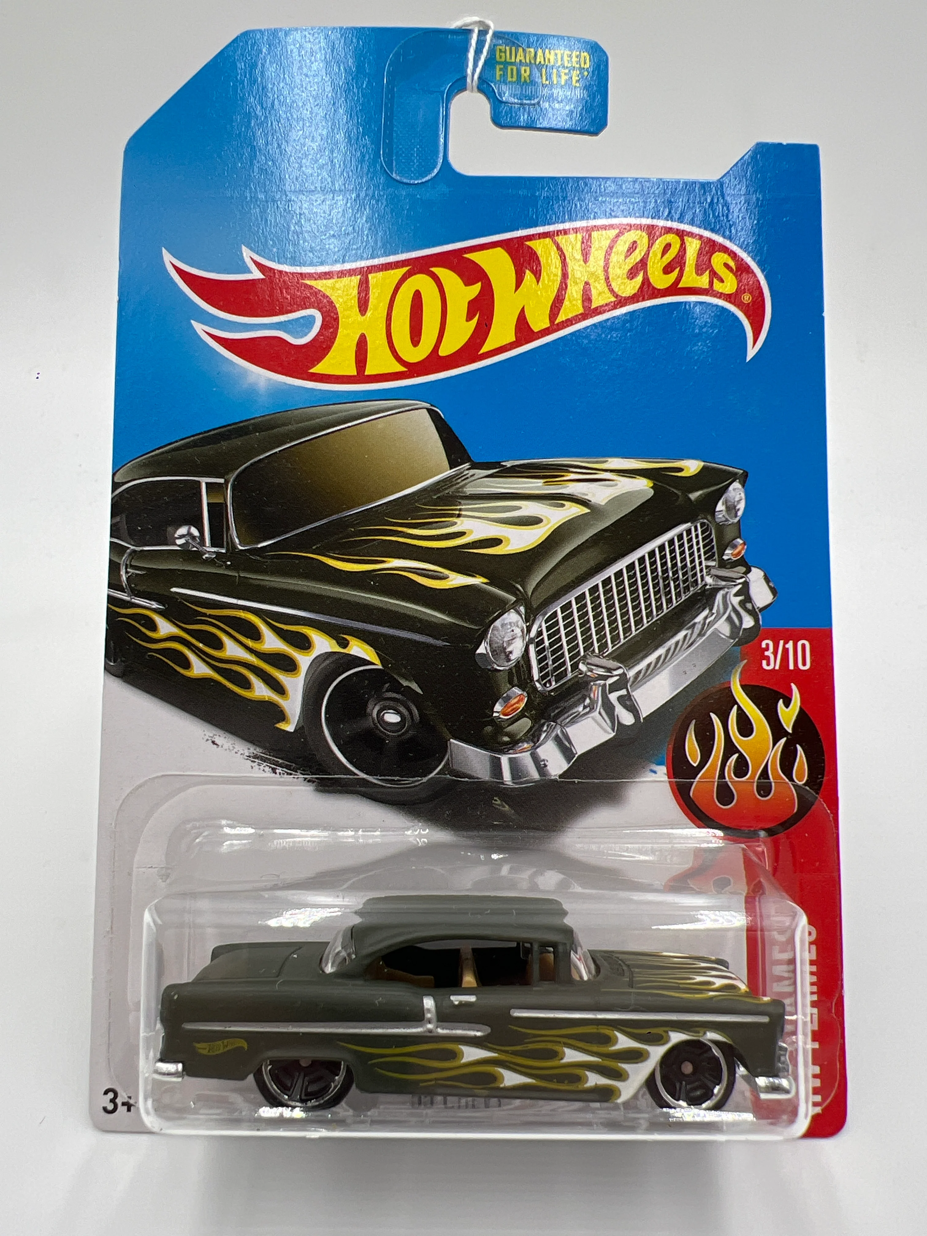 2017 Hot Wheels Kmart Exclusive HW Flames 55 Chevy Dark Green 238F - Image 2
