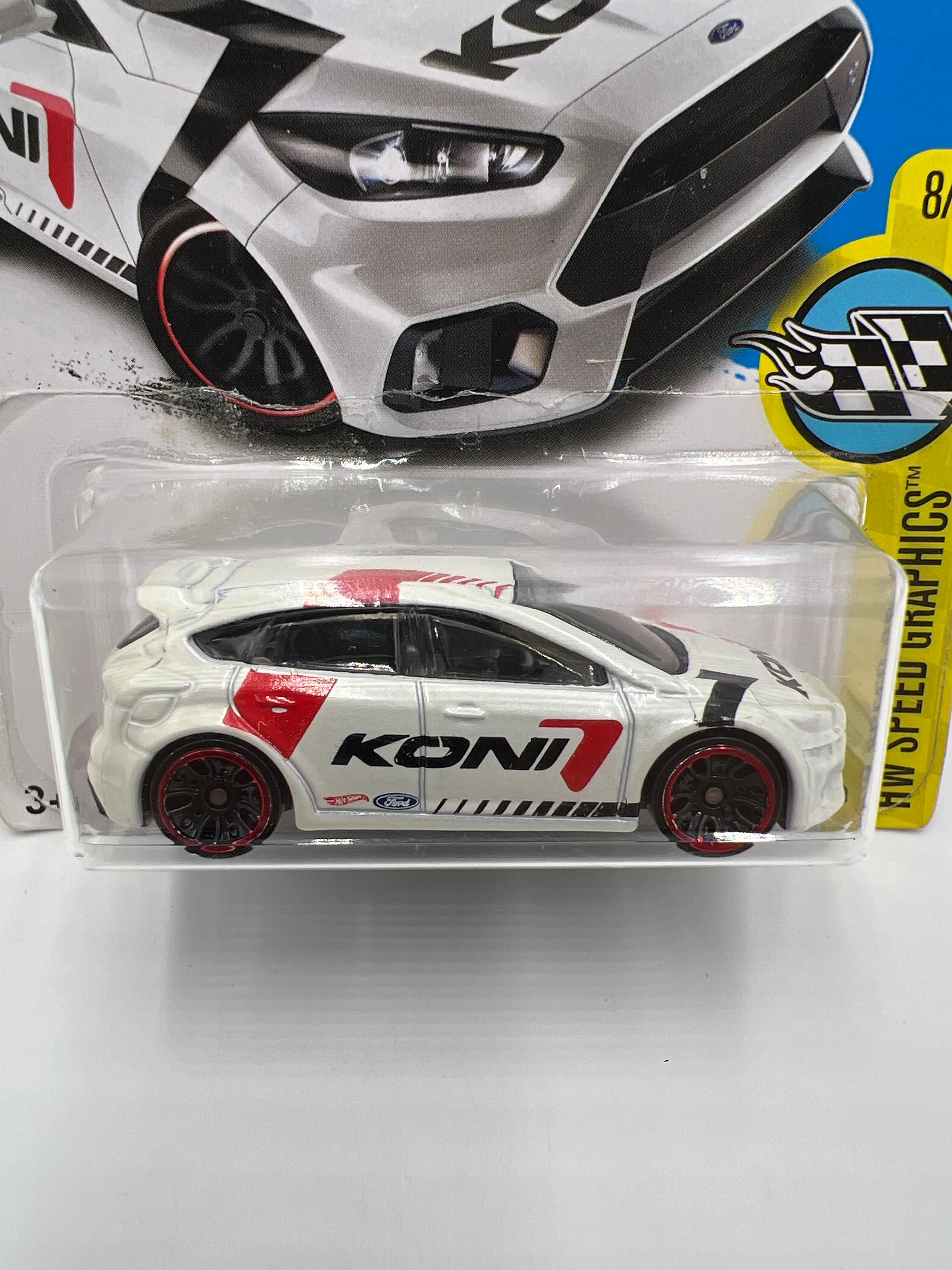 2017 Hot Wheels Speed Graphics #79 Ford Focus RS White Koni - Image 2