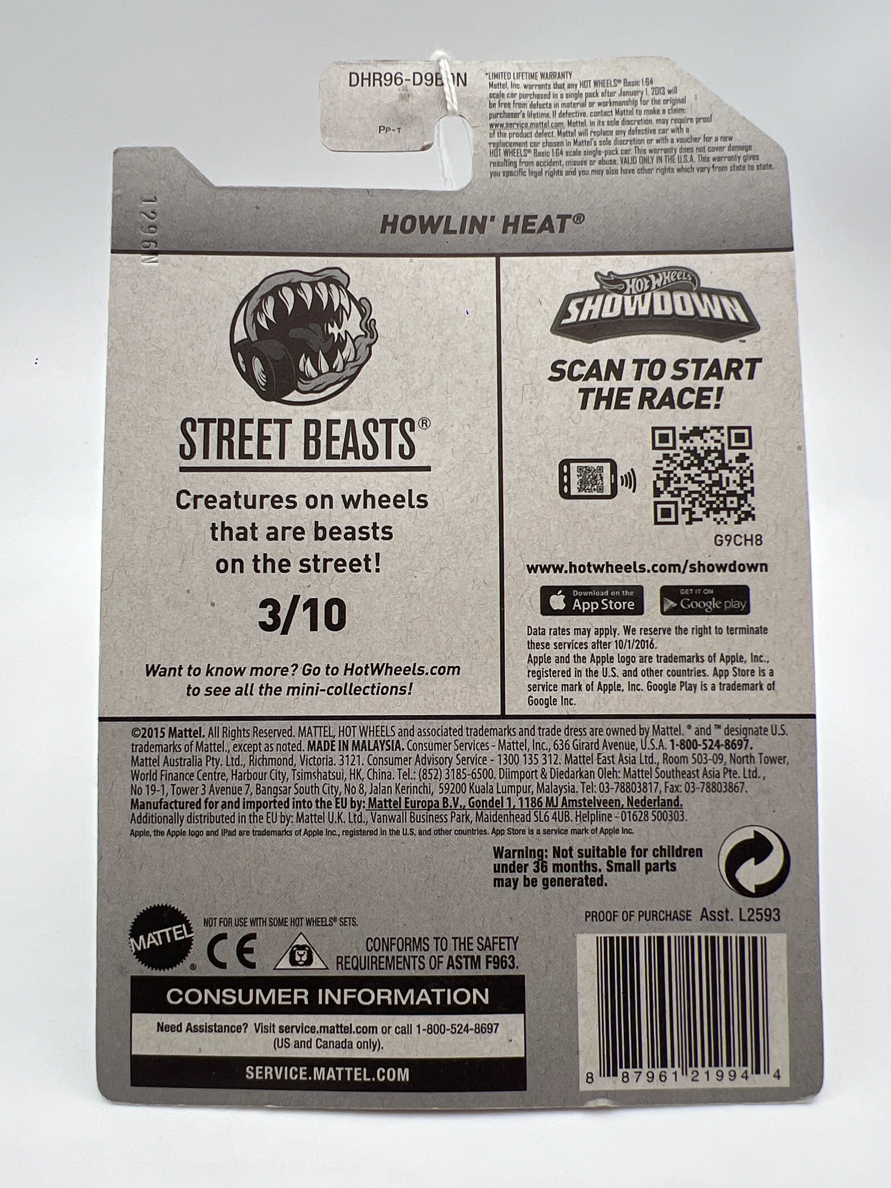 2016 Hot Wheels Street Beasts Treasure Hunt #203 Howlin Heat Green 277C - Image 7