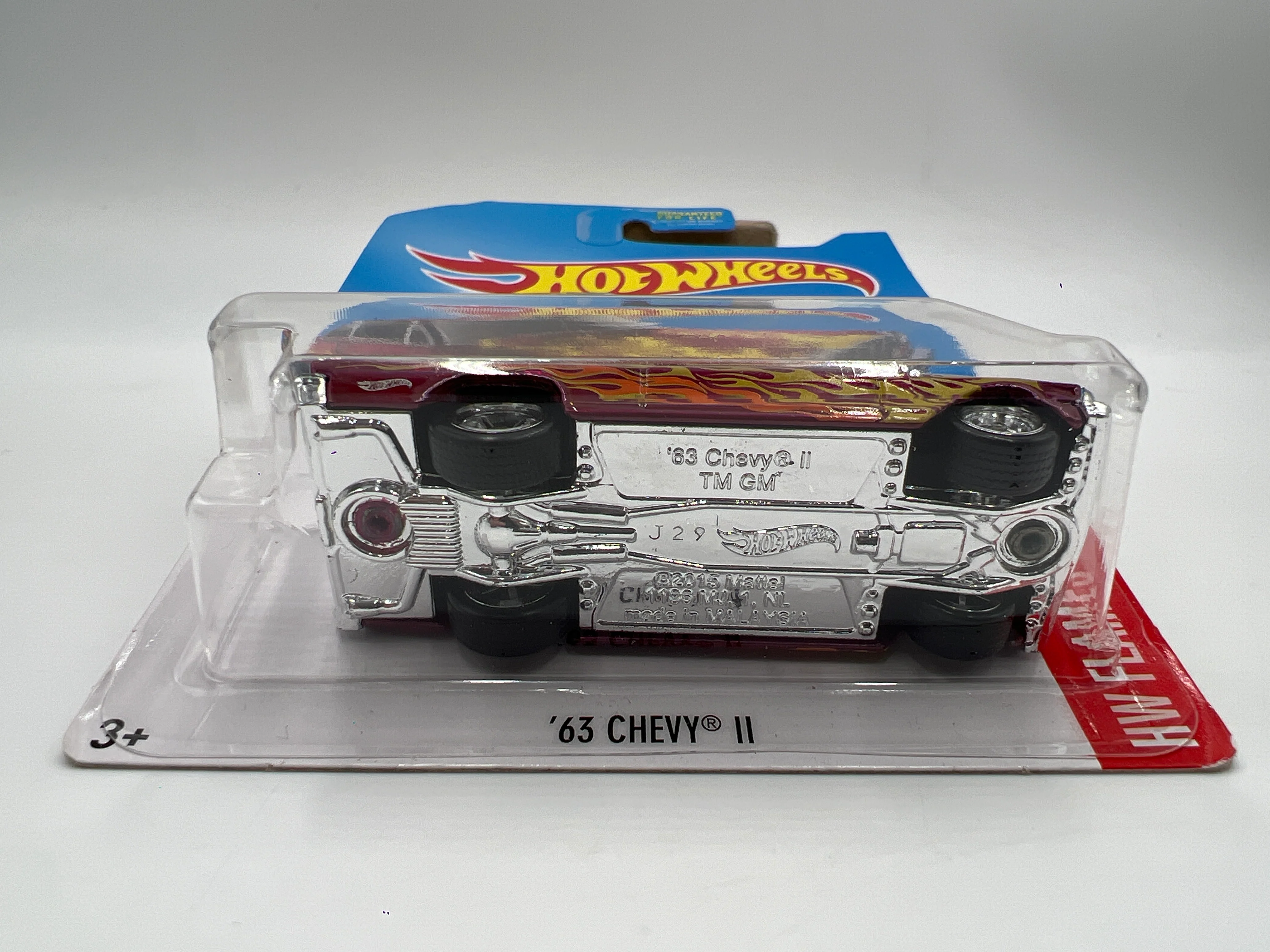 2017 Hot Wheels Super Treasure Hunt 63 Chevy II Pink W/Protector - Image 6
