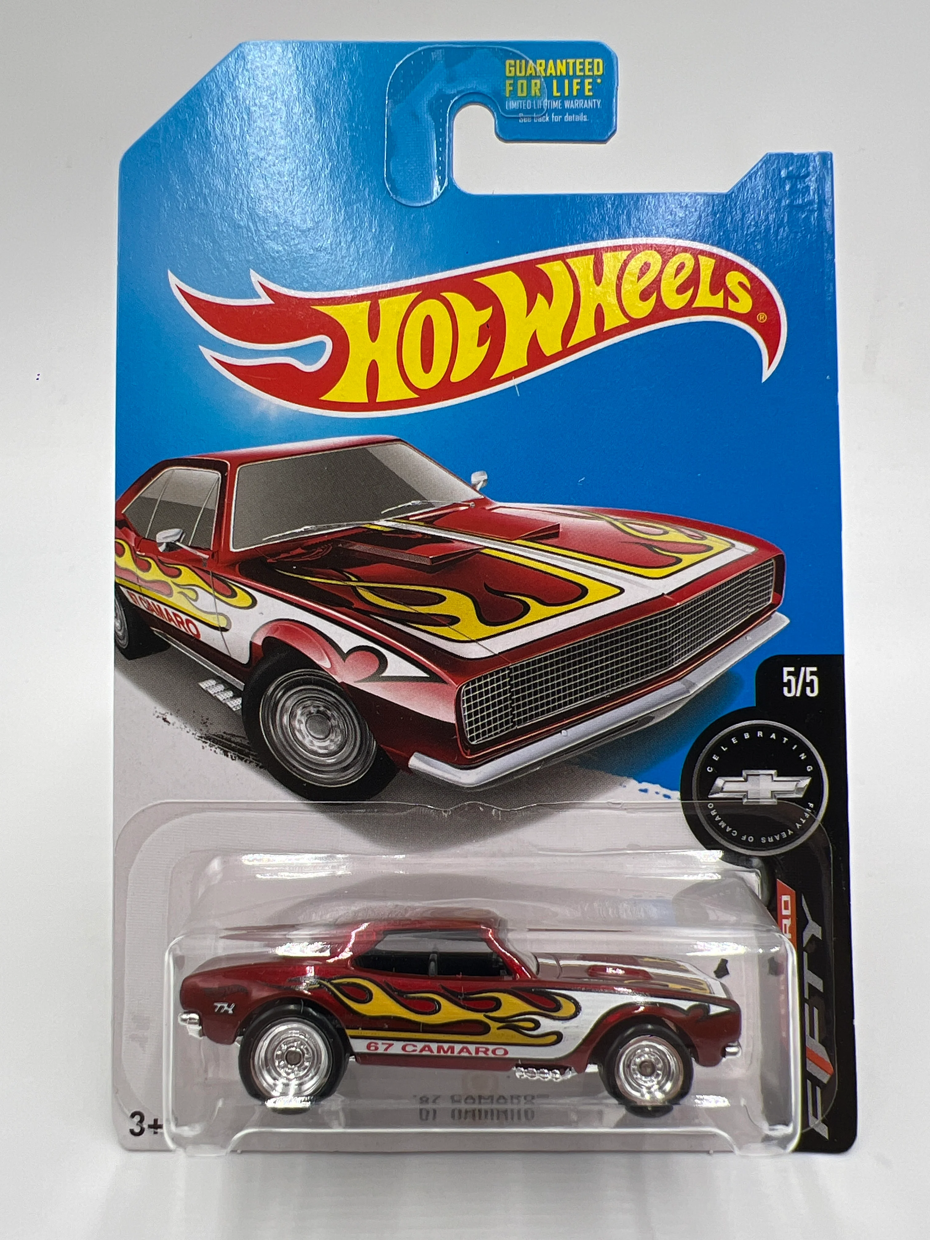 2017 Hot Wheels Super Treasure Hunt 67 Camaro Red W/Protector - Image 2